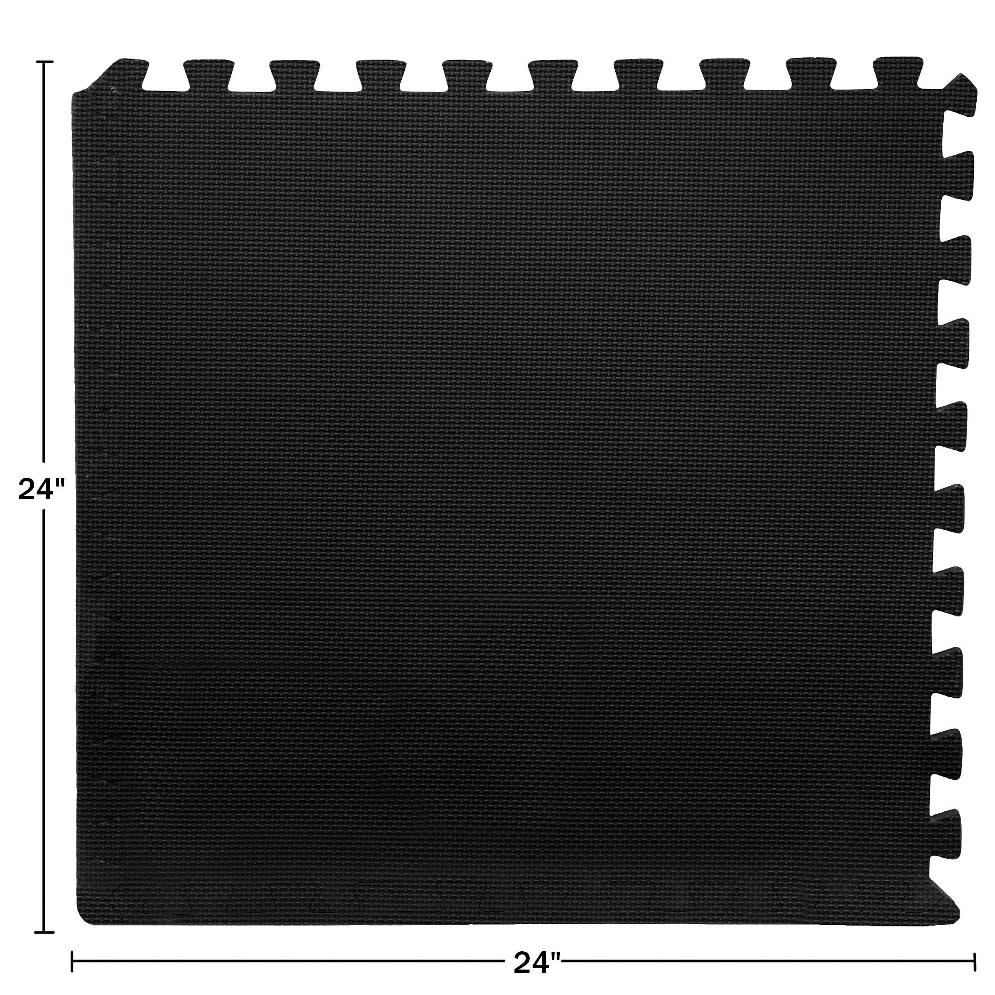 EVA Foam Mat Tiles 24-Pack - 96 SQ FT of Interlocking Padding for Garage, Playroom, or Gym Flooring - Exercise Mat or Baby Playmat by Stalwart (Black)