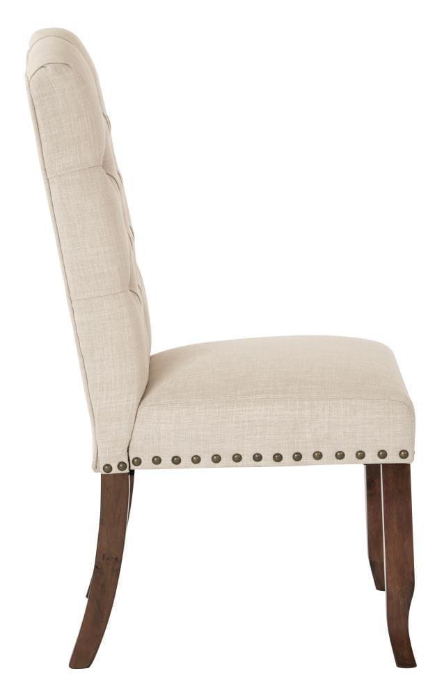 OSP Home Furnishings Jessica Tufted Dining Chair in Linen Cream Fabric