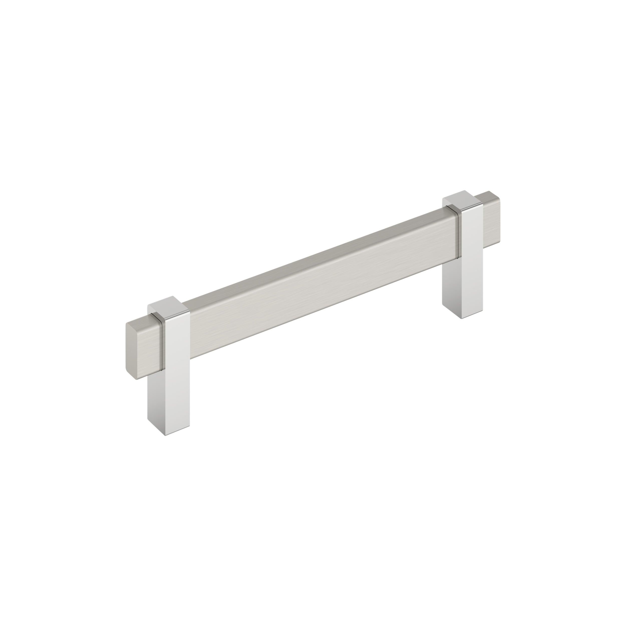 Amerock Mulino 5-1/16 inch (128mm) Center-to-Center Satin Nickel/Polished Chrome Cabinet Pull