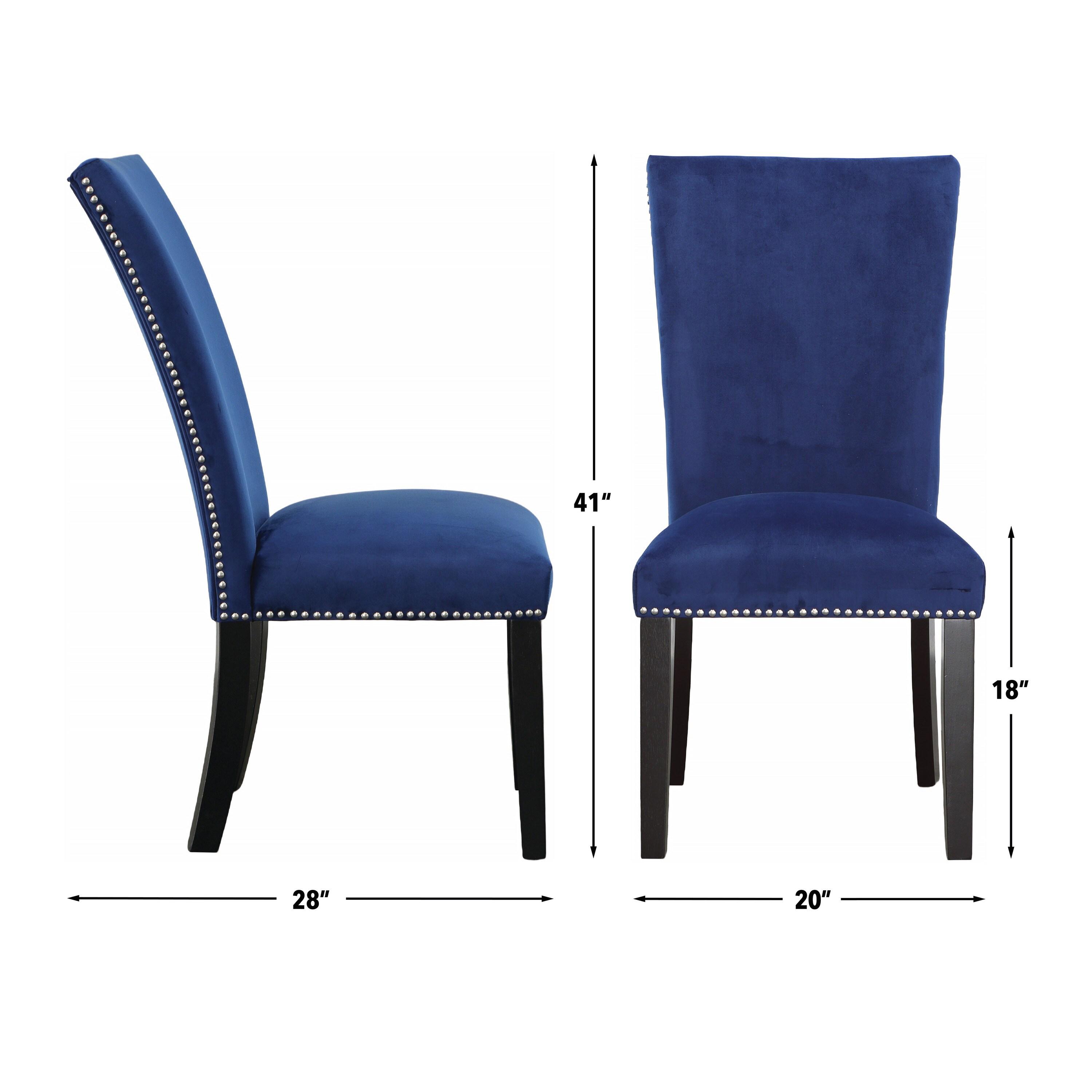 24" Set of 2 Camila Velvet Counter Height Barstools Blue - Steve Silver Co.: Nailhead Trim, Armless, Wood Legs, Spot Clean