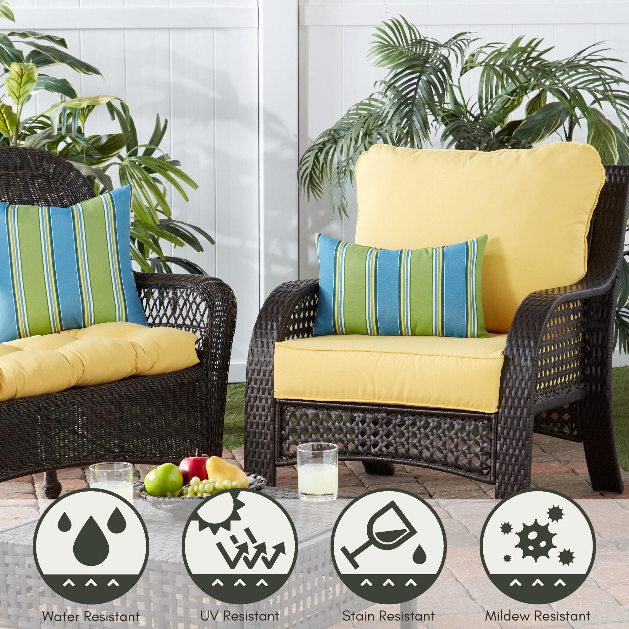 Greendale Home Fashions 2-Piece Solid Sunbeam 24"W Premium Deep Seat Cushion Set