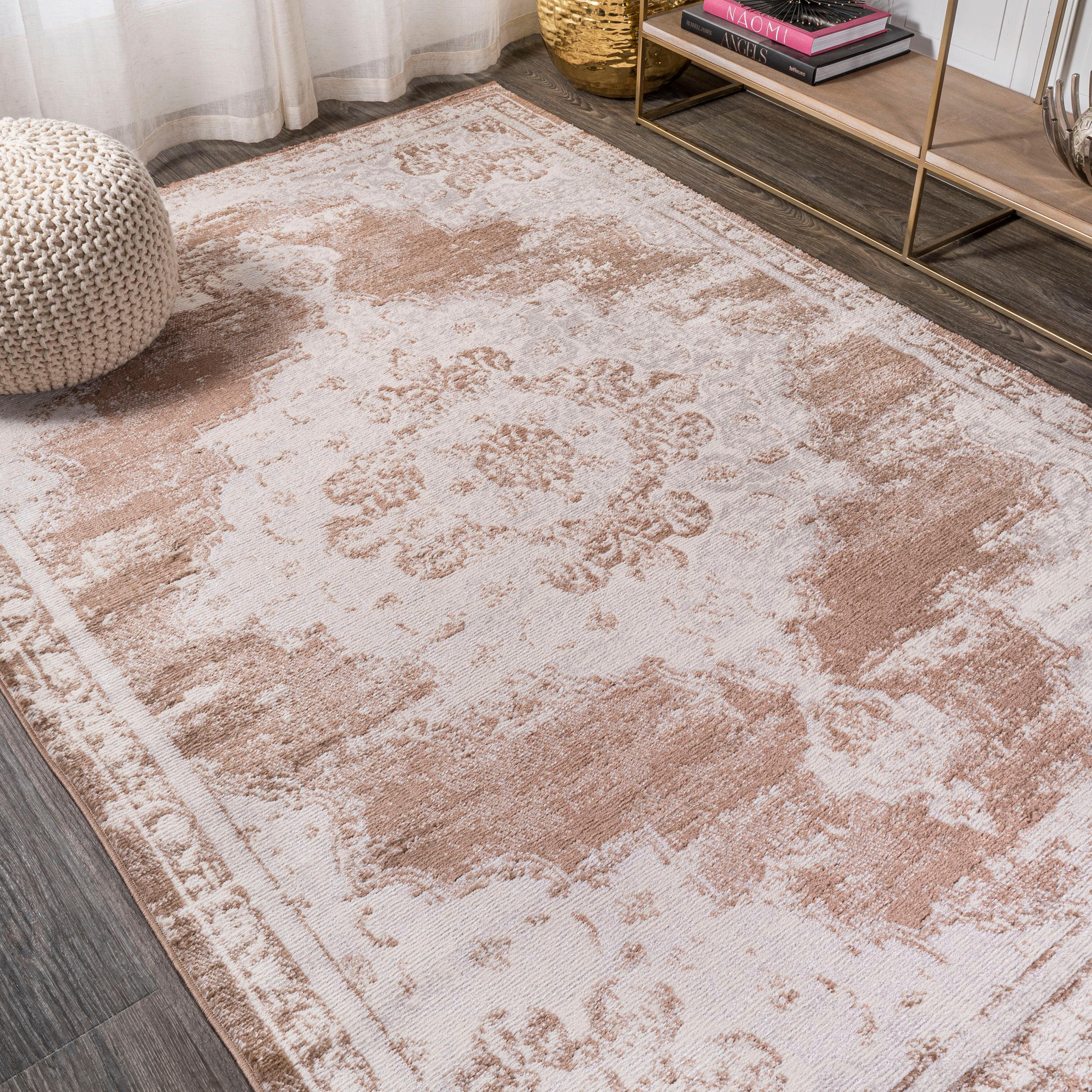 4'x6' Alhambra Ornate Medallion Modern Area Rug, Brown/Cream - JONATHAN Y