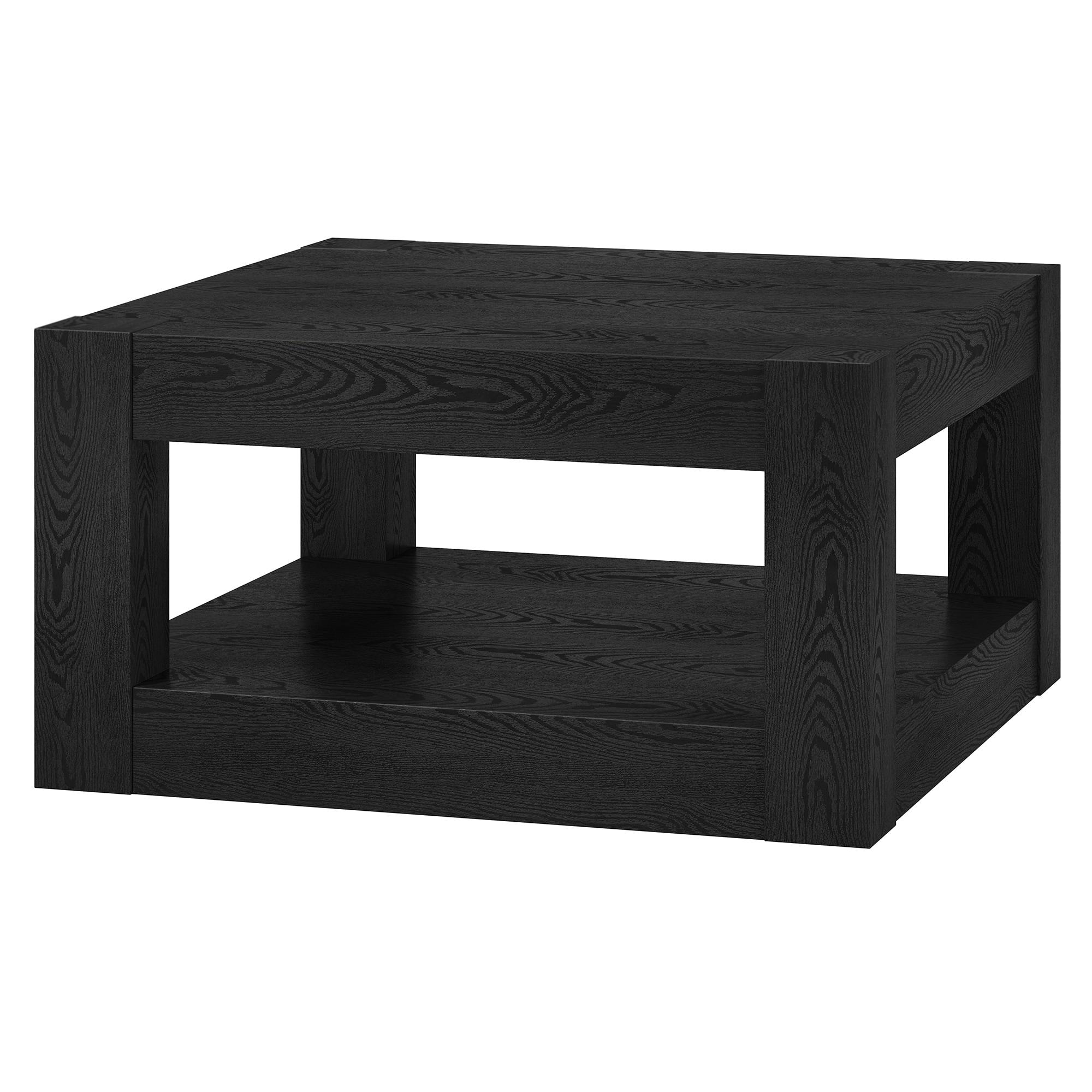 Evelyn&Zoe Hughes 32" Wide Square Coffee Table, Black Grain