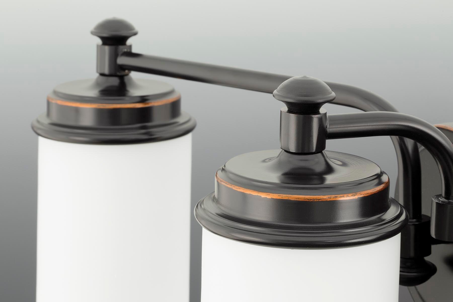 Progress Lighting Glide Collection 2-Light Bath Vanity in Rubbed Bronze with Etched Opal Glass Shade