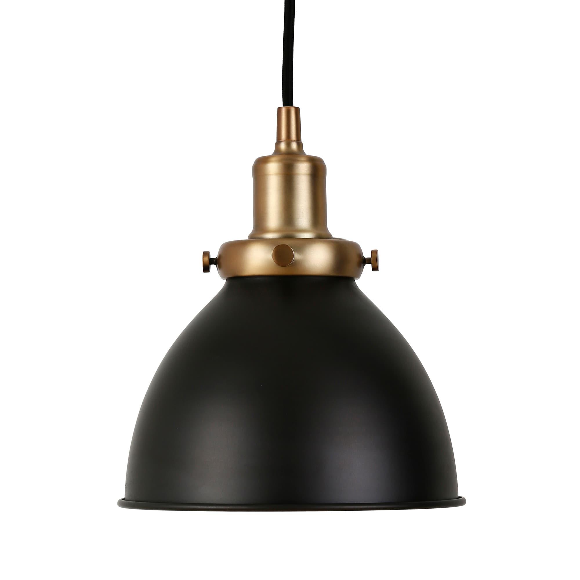 Evelyn&Zoe 8" Black/Brass Metal Pendant
