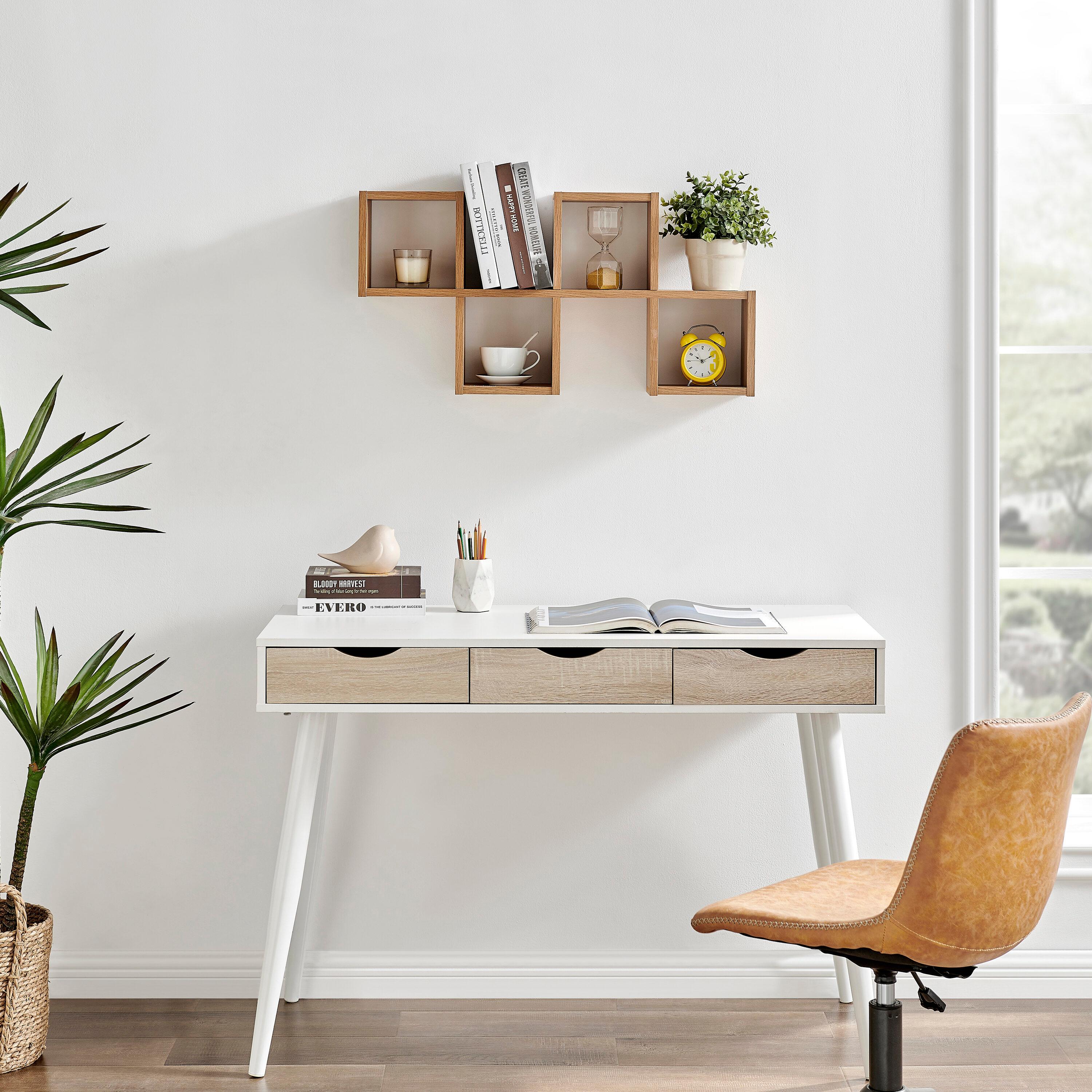 Danya B. 30" x 15.25" Cubby Chessboard Wall Shelf Chestnut - MDF, Contemporary Design, Interlocking