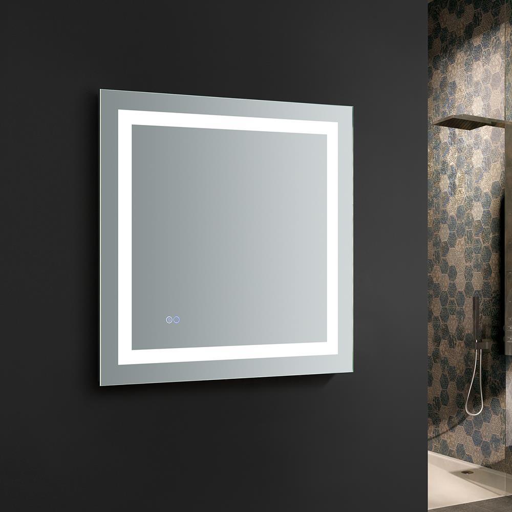 Fresca Santo 30" Wide x 30" Tall Bathroom Mirror with LED Lighting and Defogger