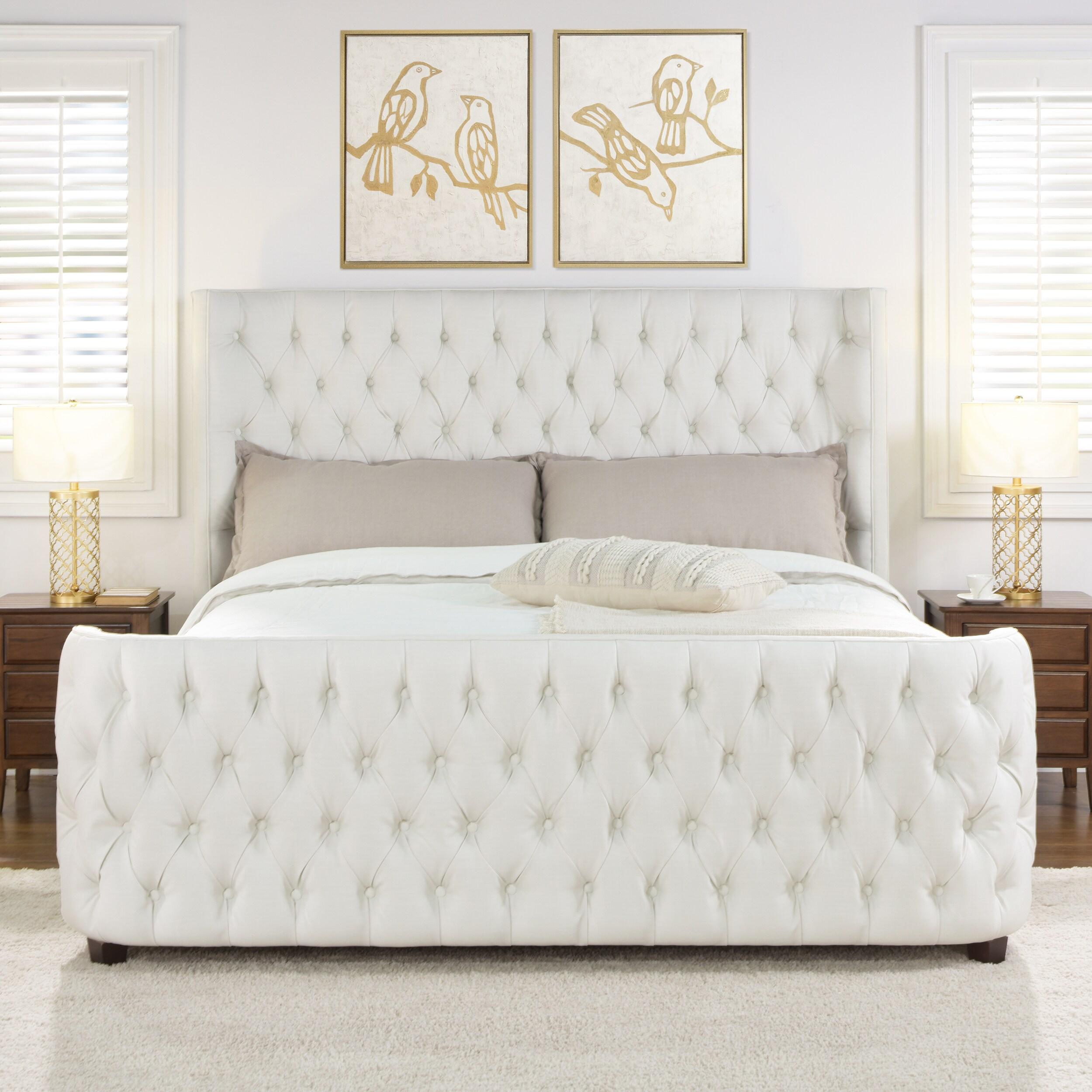 Brooklyn King Tufted Bed, Antique White