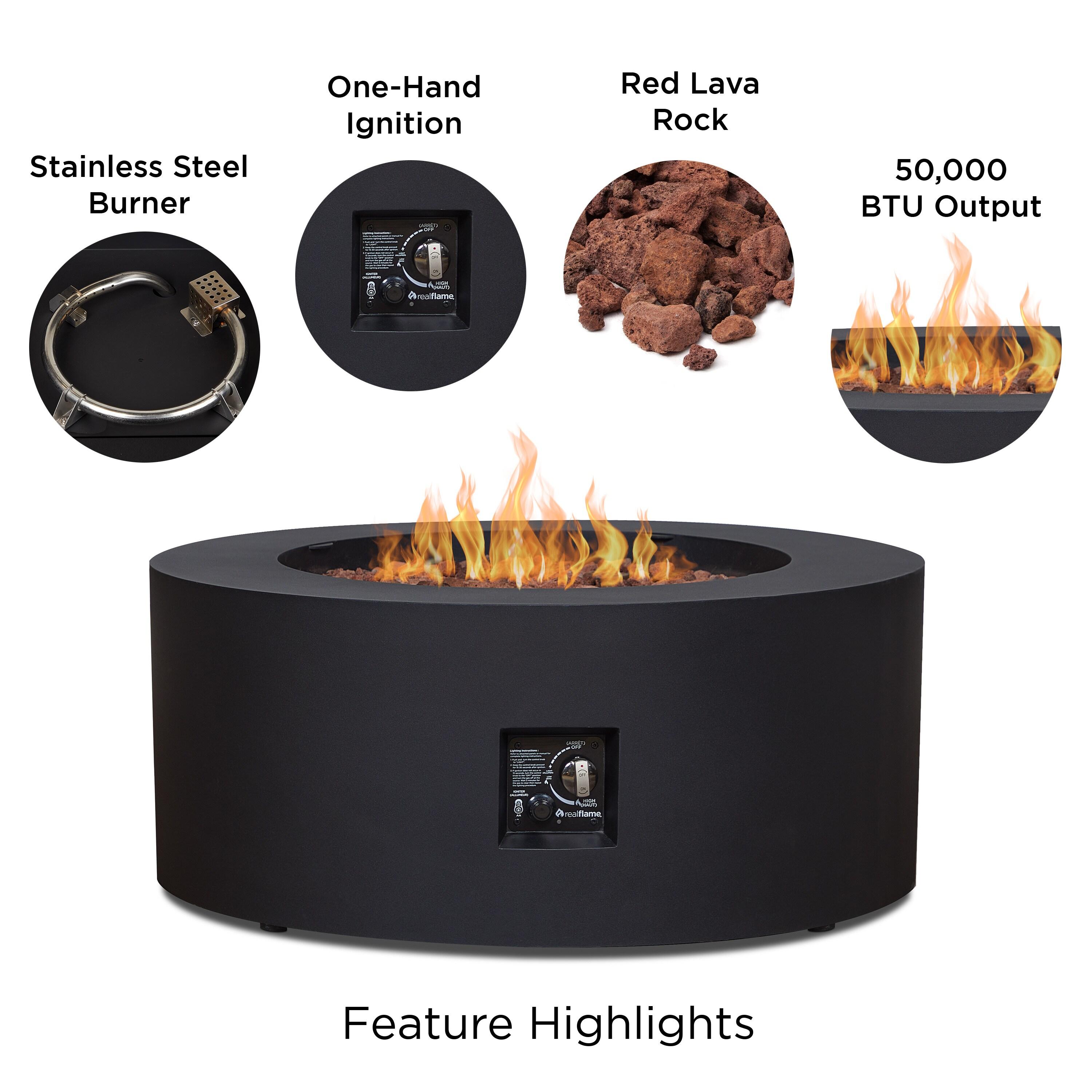 Aegean 36" Round Steel Propane or Natural Gas Fire Pit Table by Real Flame
