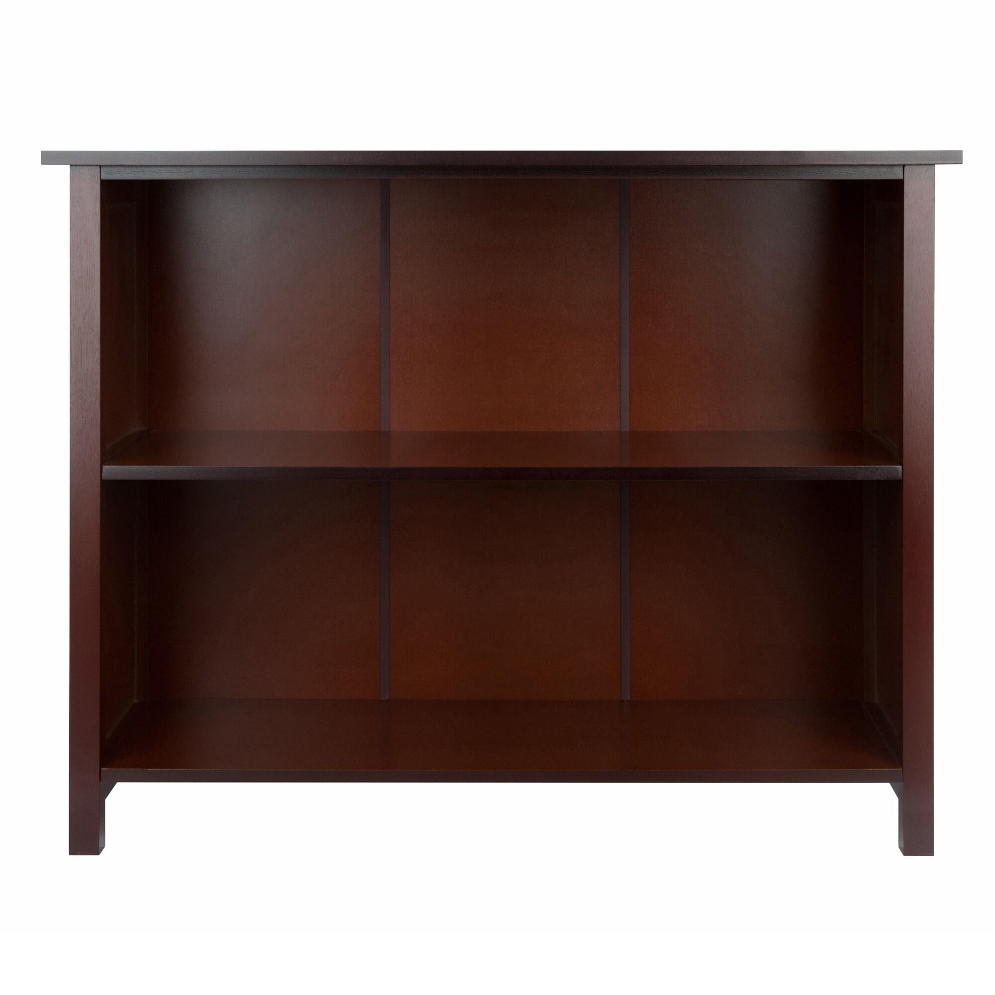 30" 3 Tier Milan Storage Shelf or Bookshelf Long Walnut - Winsome: Fixed Shelves, Wood Composite