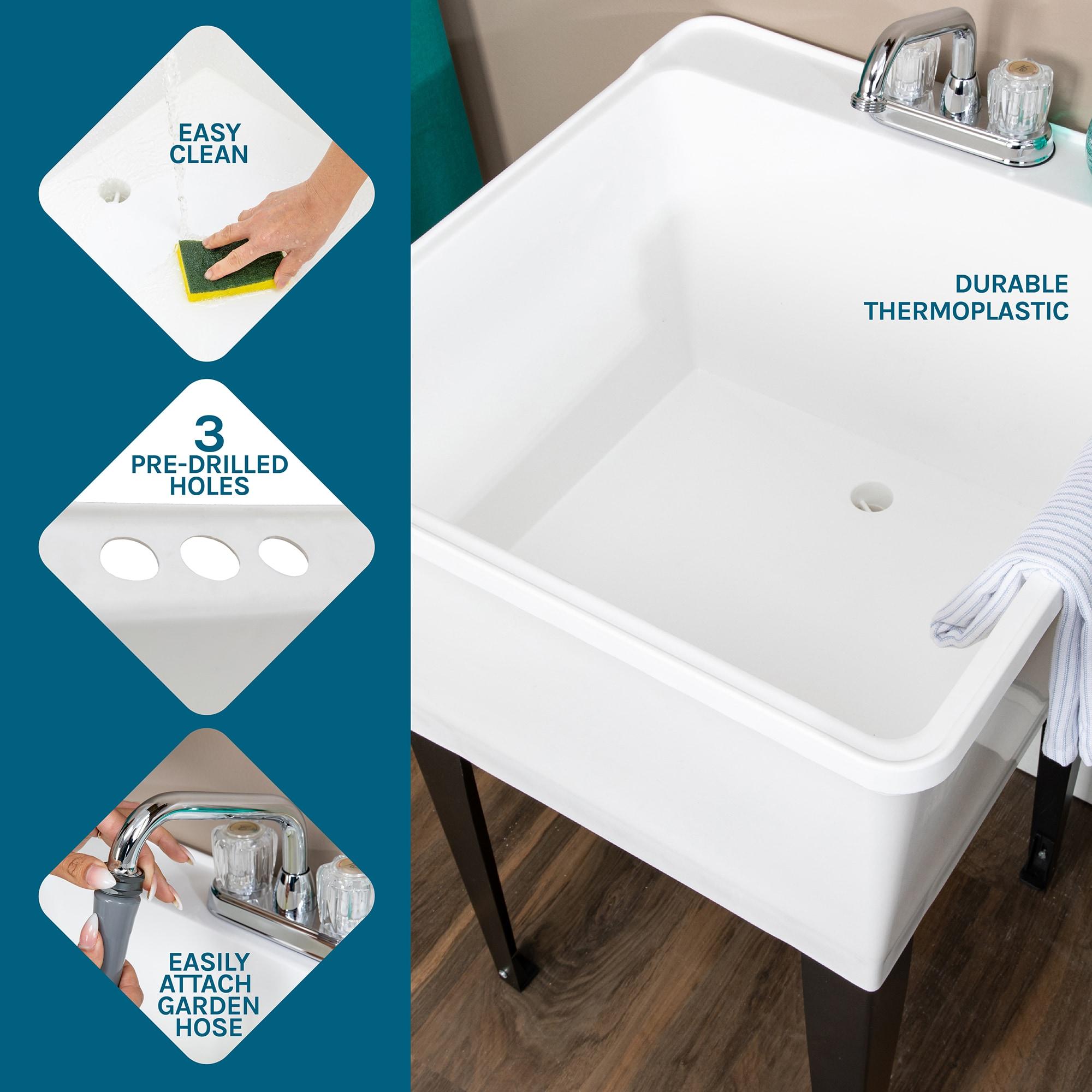 23" L x 25" W Free Standing Laundry Sink with Faucet