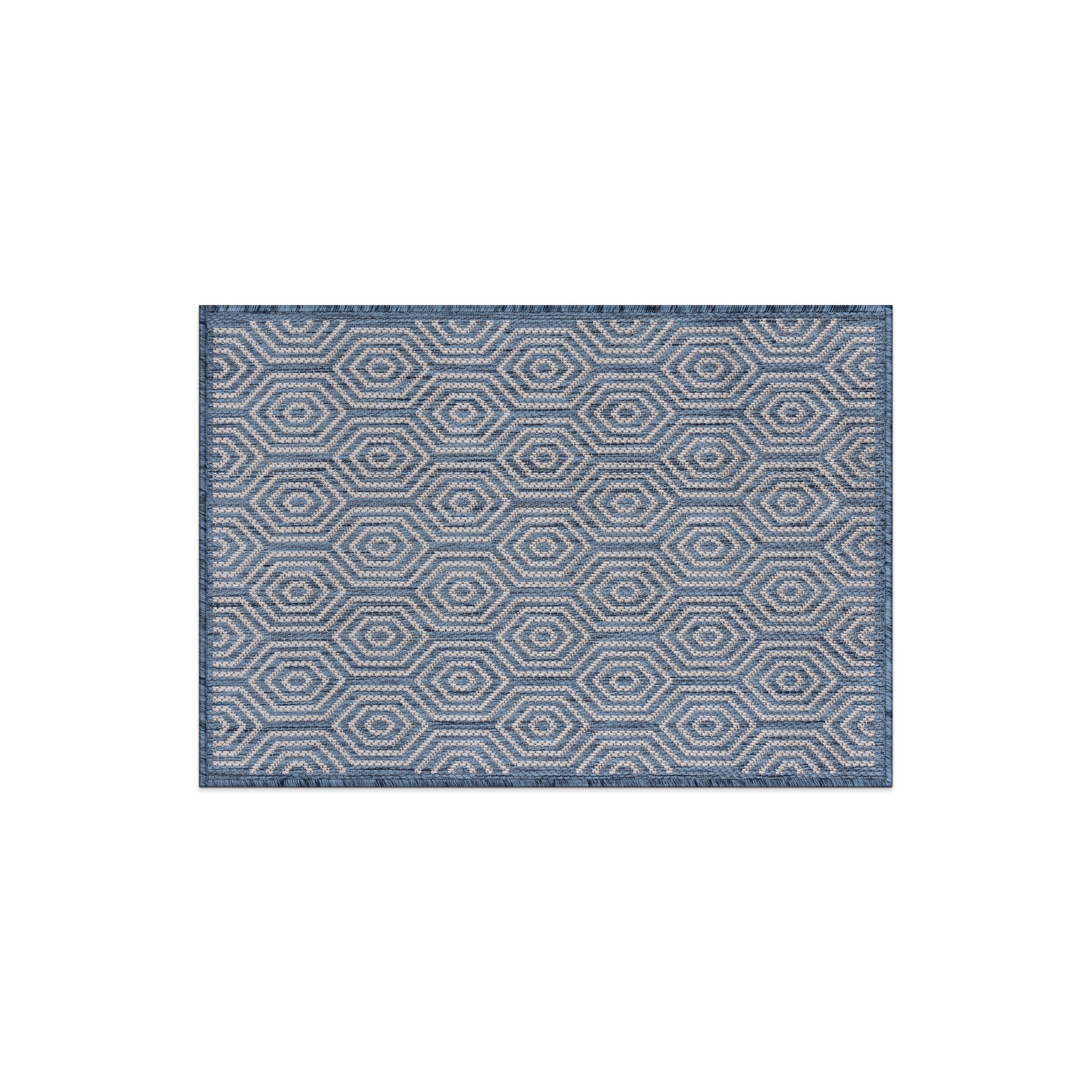 World Rug Gallery Modern Geometric Textured Flat Weave Indoor/Outdoor Area Rug - BLUE 2'x3'