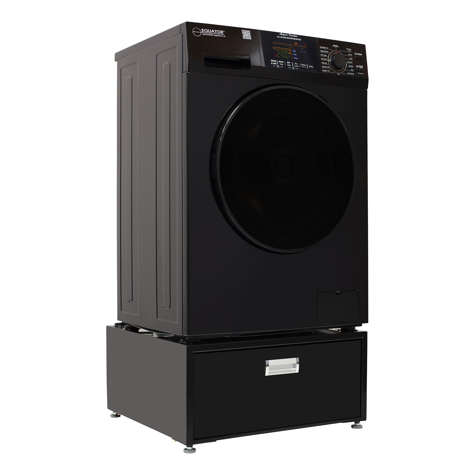 Equator Advanced Appliances All-in-one Washer Dryer Ventless FULLY BUILTIN 0-CLEARANCE 1.62cf/15lbs 110V 1400RPM with Pedestal EZ 4700 C + PDL 4455 Black