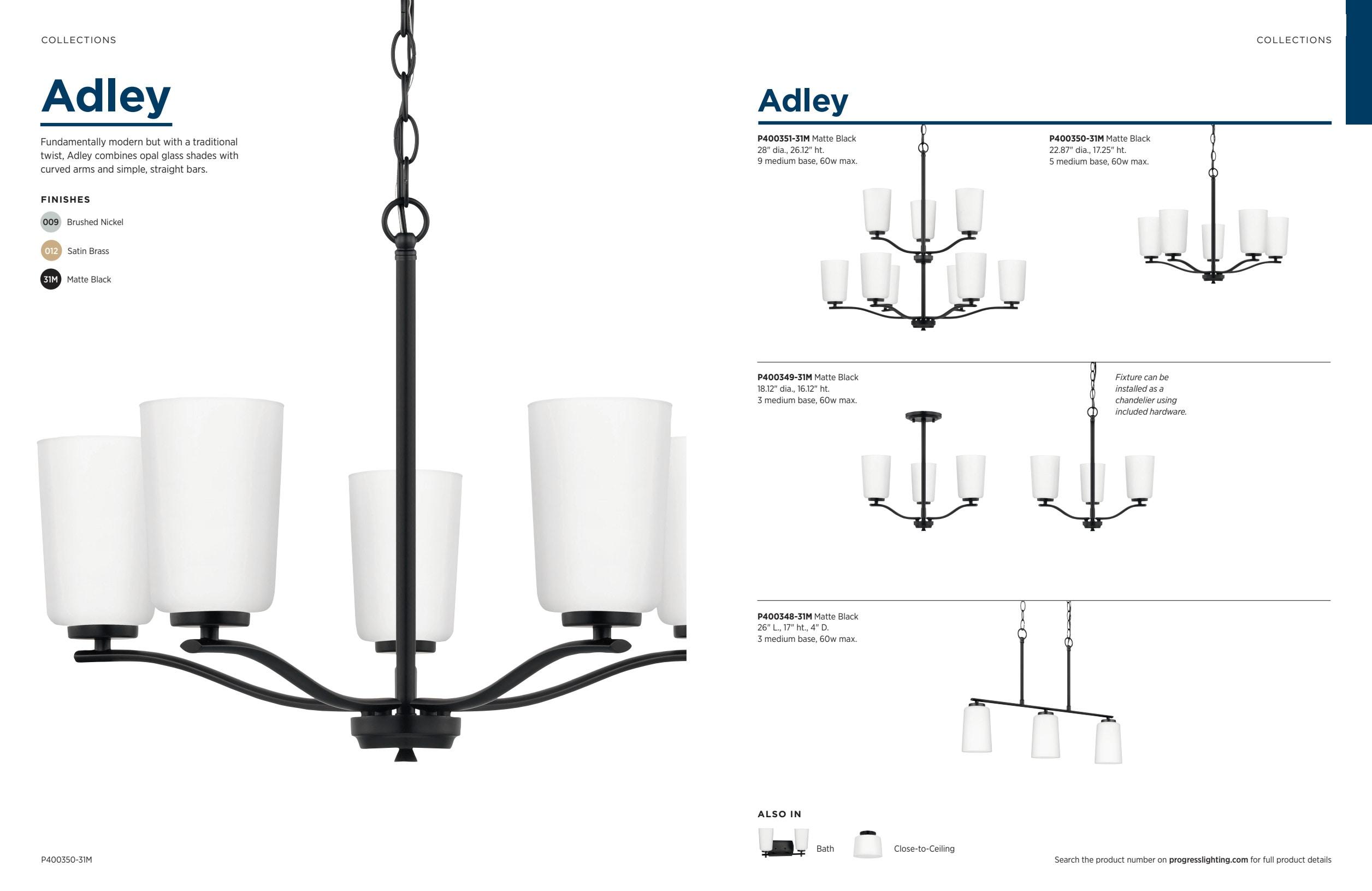 Progress Lighting, Adley Collection, 1-Light Flush Mount, Brushed Nickel, Clear Glass Shade