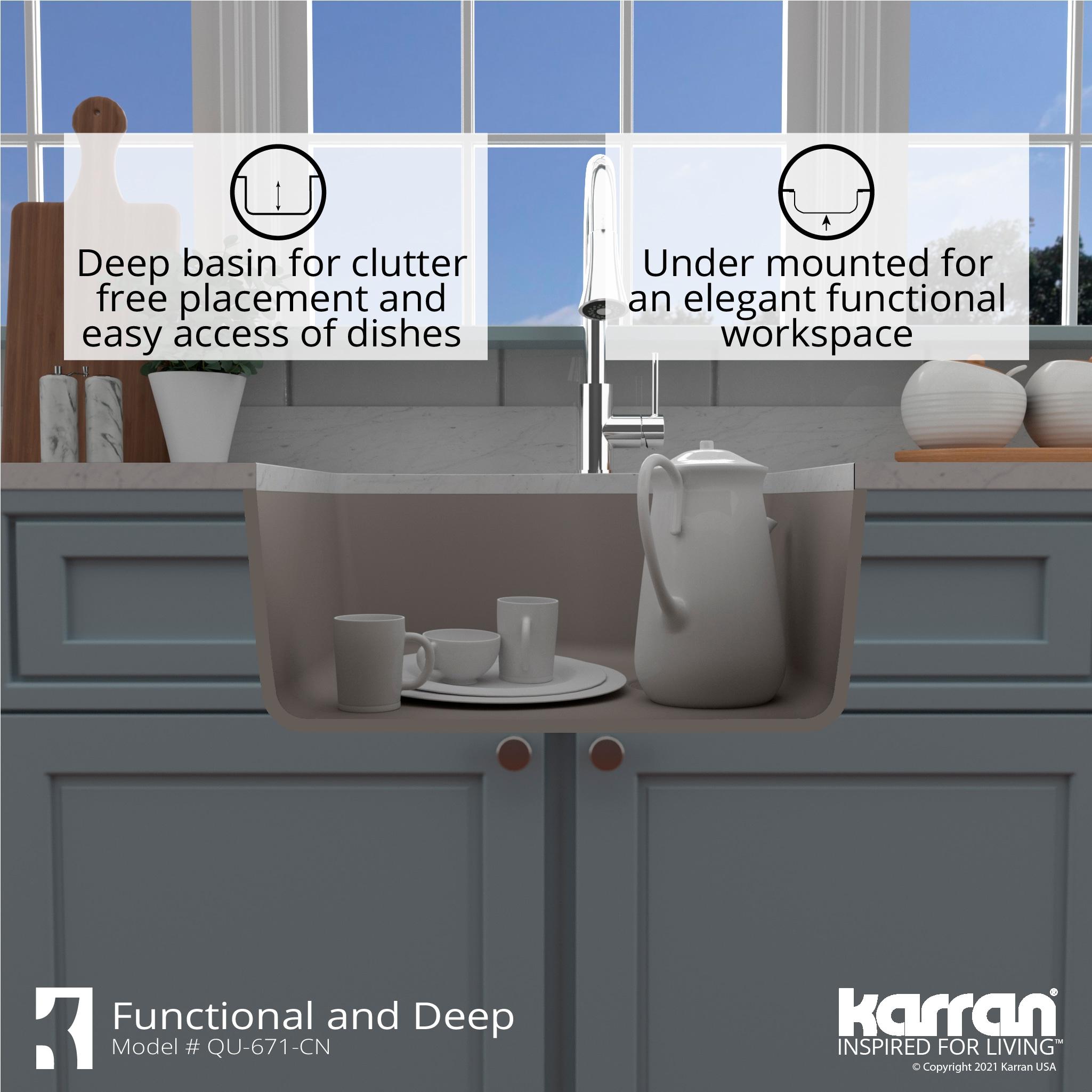 Karran Undermount Quartz Composite 24'' X 20-3/4'' Single Bowl Kitchen Sink