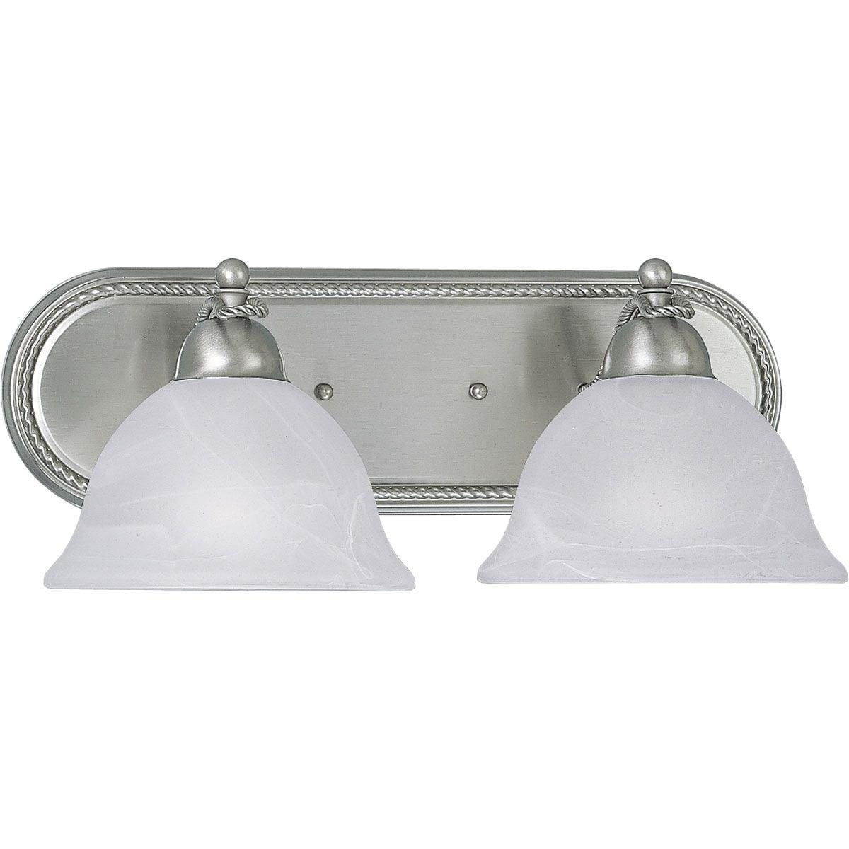 Progress Lighting Avalon 2-Light Bath Bracket, Brushed Nickel, Alabaster Glass Shade