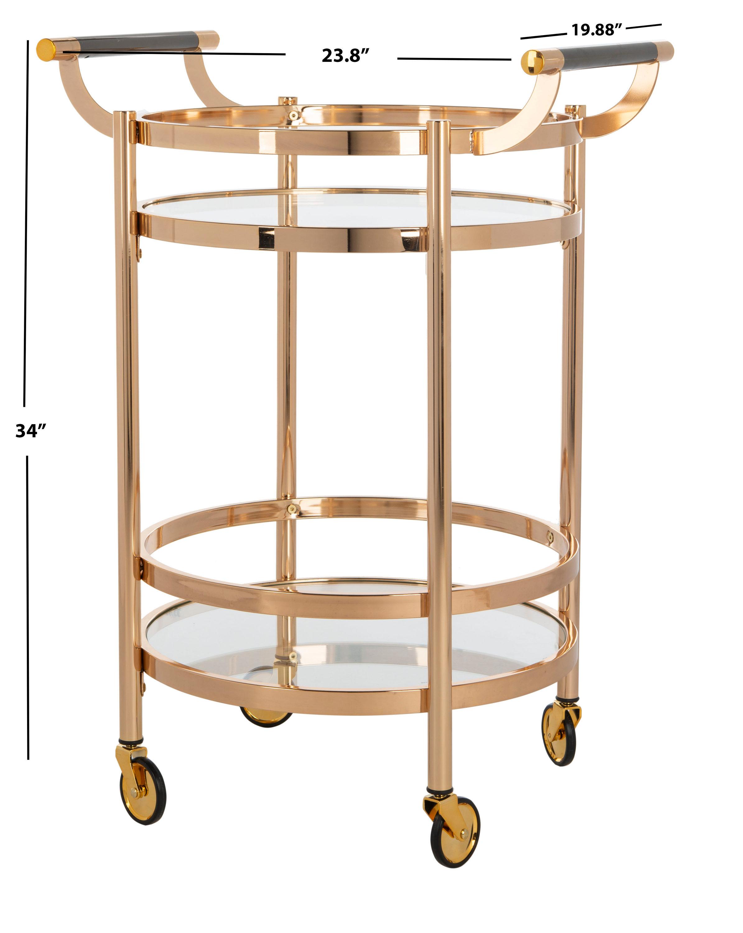 Sienna 2 Tier Round Bar Cart - BCT8001B - Gold/Glass - Safavieh