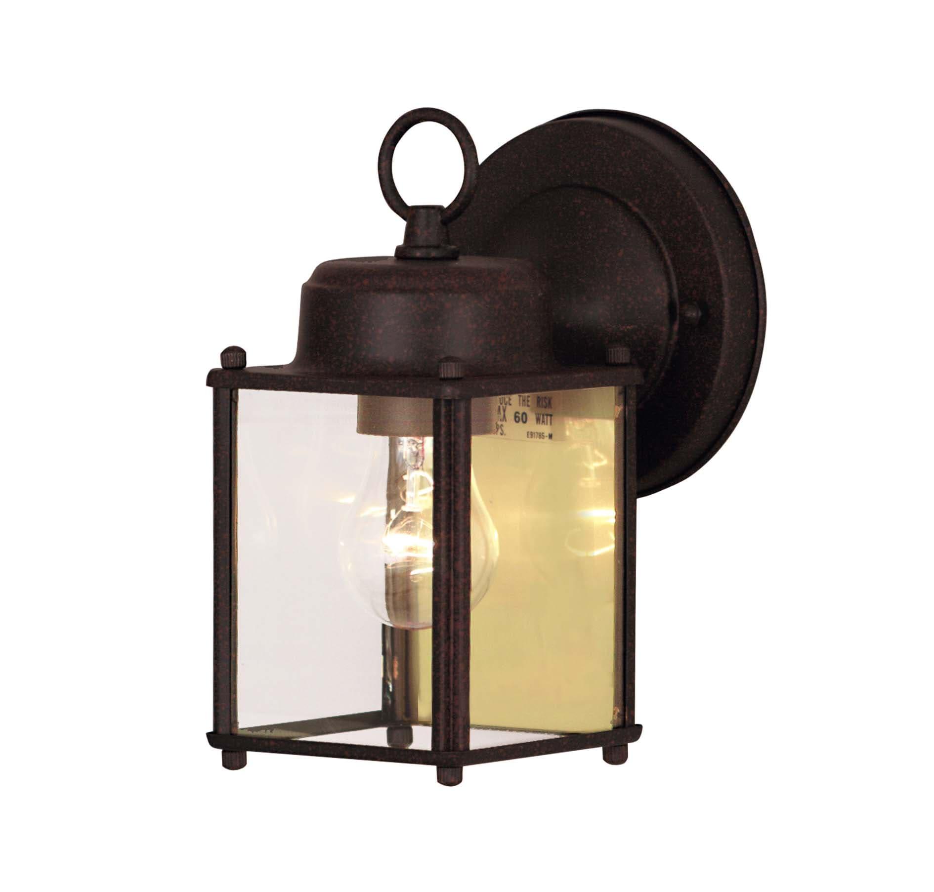 Rust Finish Dimmable Outdoor Lantern Sconce with Clear Glass