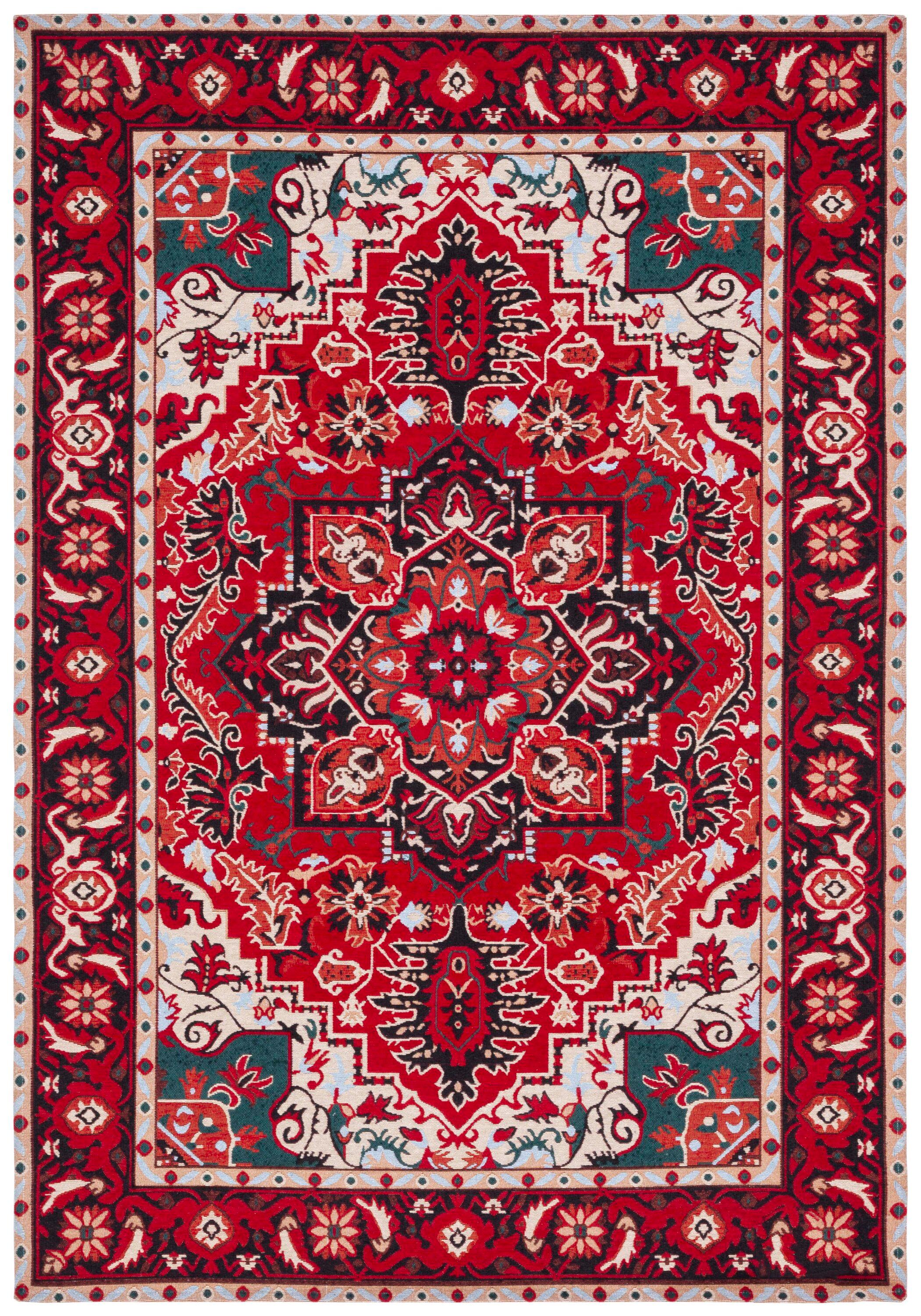 Easy Care ECR105 Power Loomed Machine Washable Area Rug - Red/Black - 4'x6' - Safavieh.