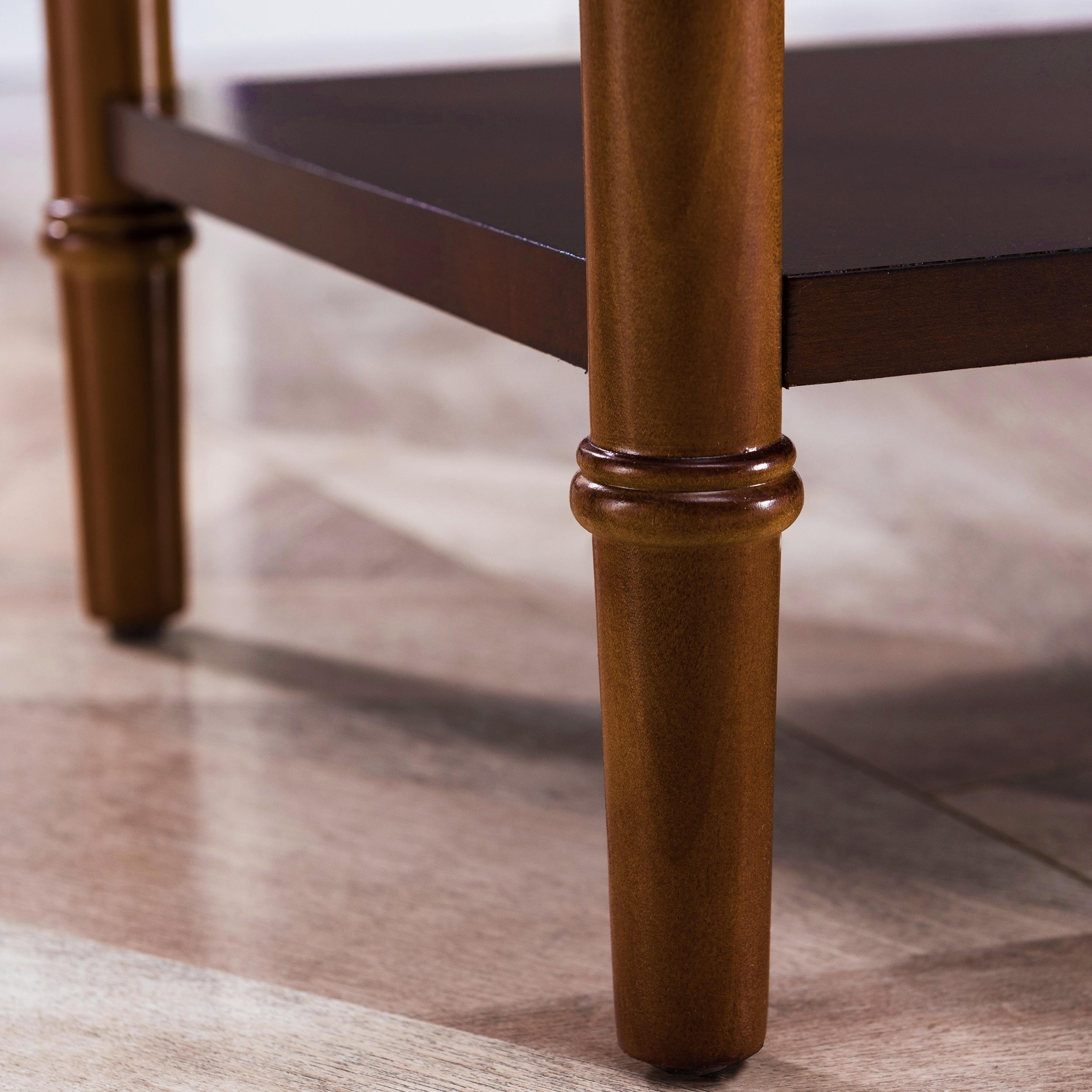 Coastal Pecan Silky Finish Narrow Chairside Table with Storage