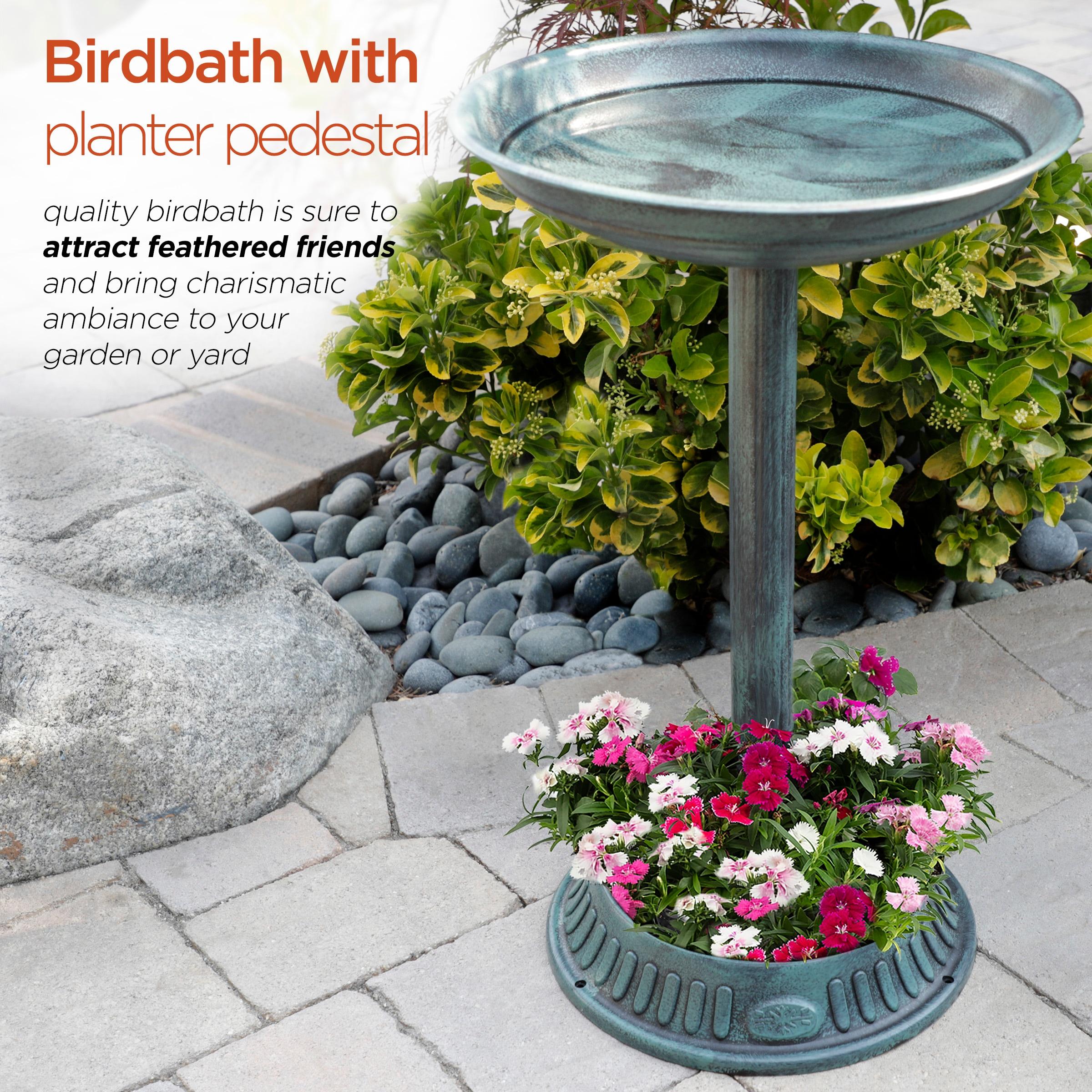 Alpine Corporation Plastic Bird Bath with Plant Adaptability, Green