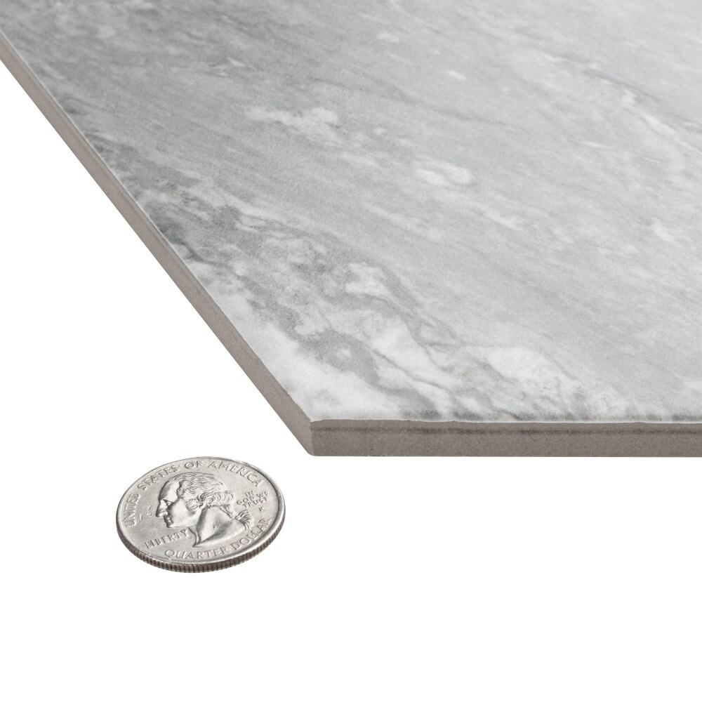 Marbilia Hex Bardiglio w/Biotech 11" x 13" Porcelain Marble Look Wall & Floor Tile