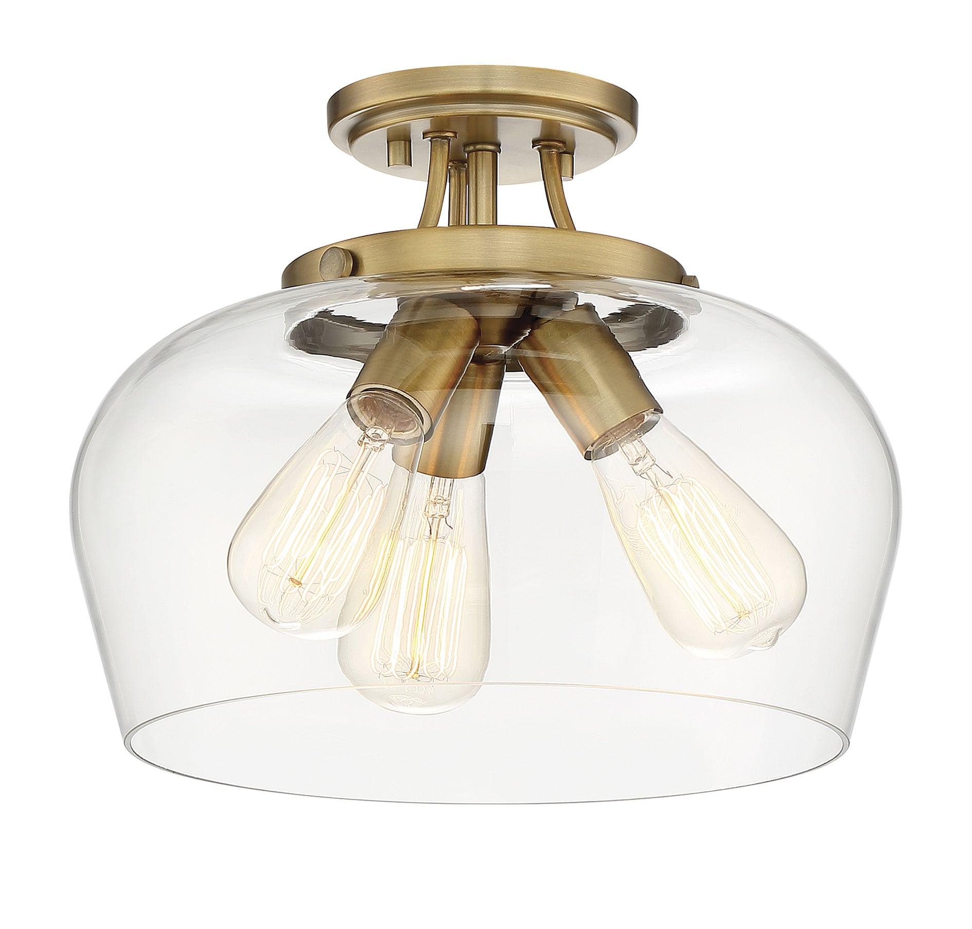 Savoy House Octave 3 - Light Semi-Flush Mount in  Warm Brass