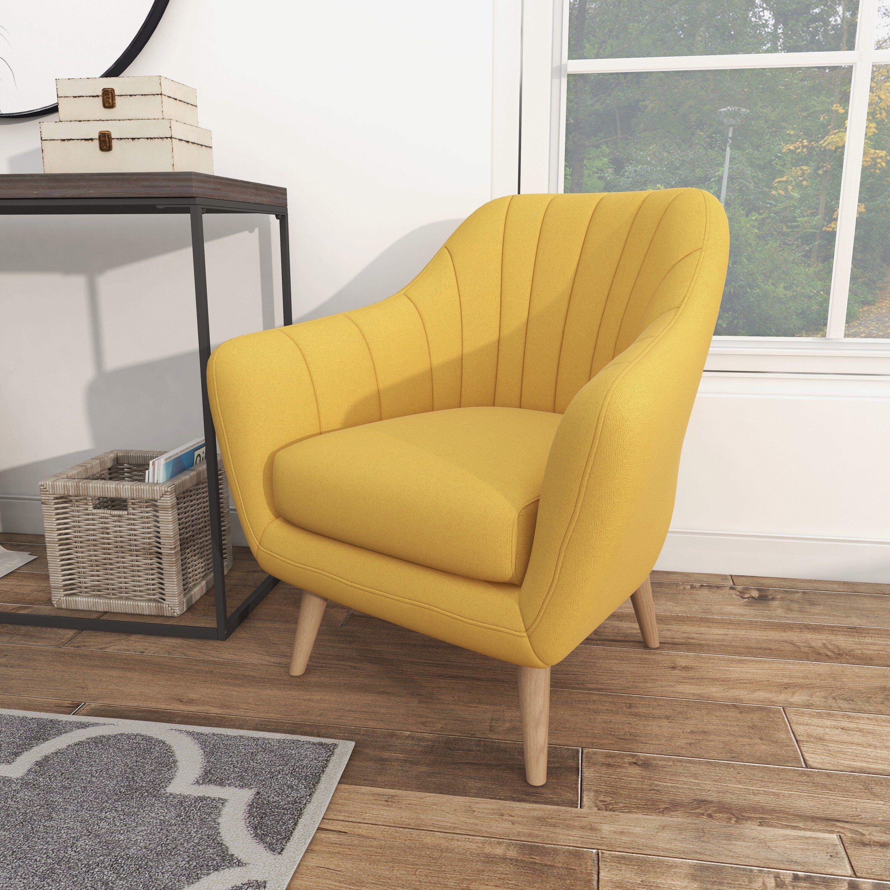 32" x 30" Modern Fabric Accent Chair Yellow - Olivia & May