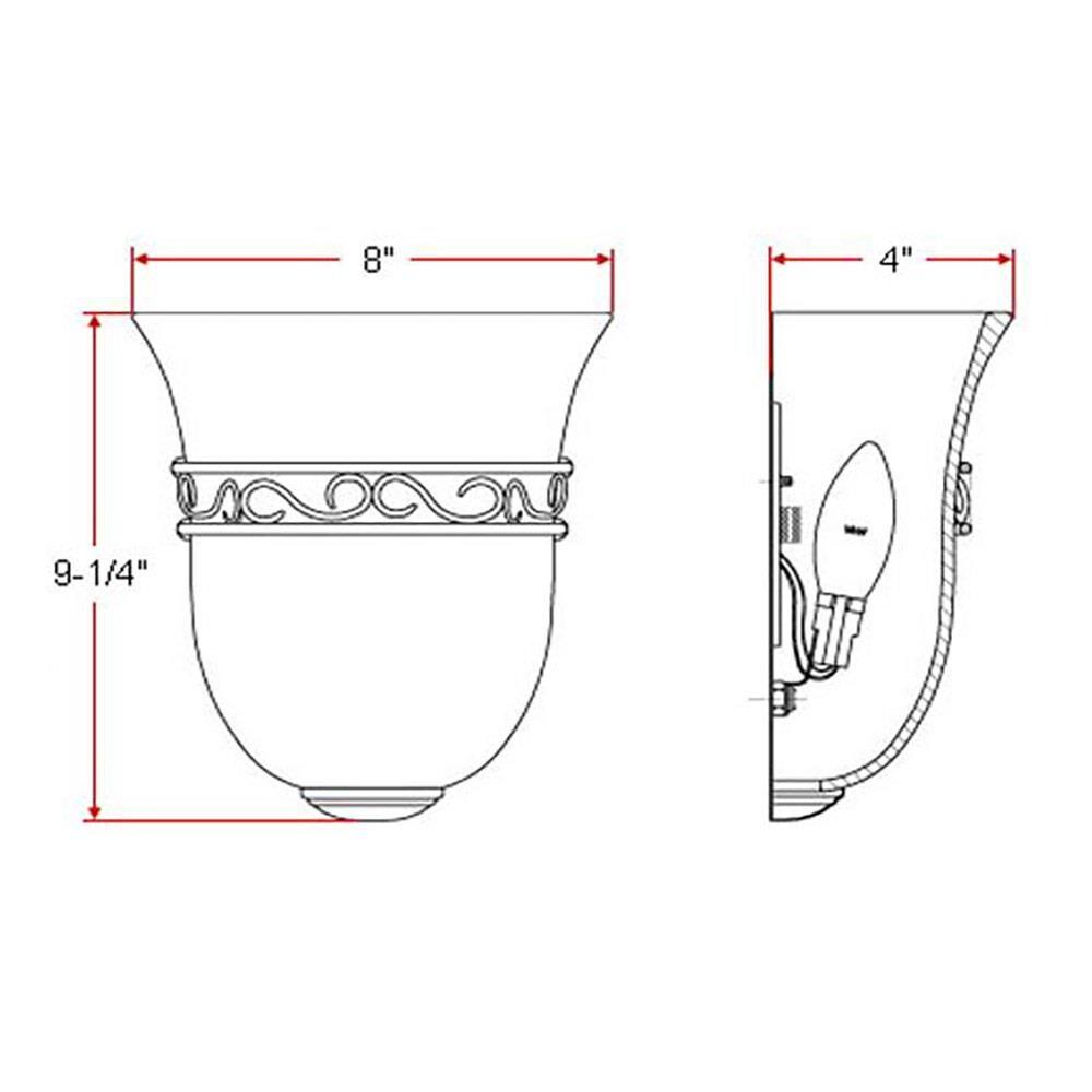 Design House 514588 Marlowe Traditional 1-Light Indoor Wall Light Dimmable Alabaster Glass for Bathroom Bedroom Hallway, Satin Nickel