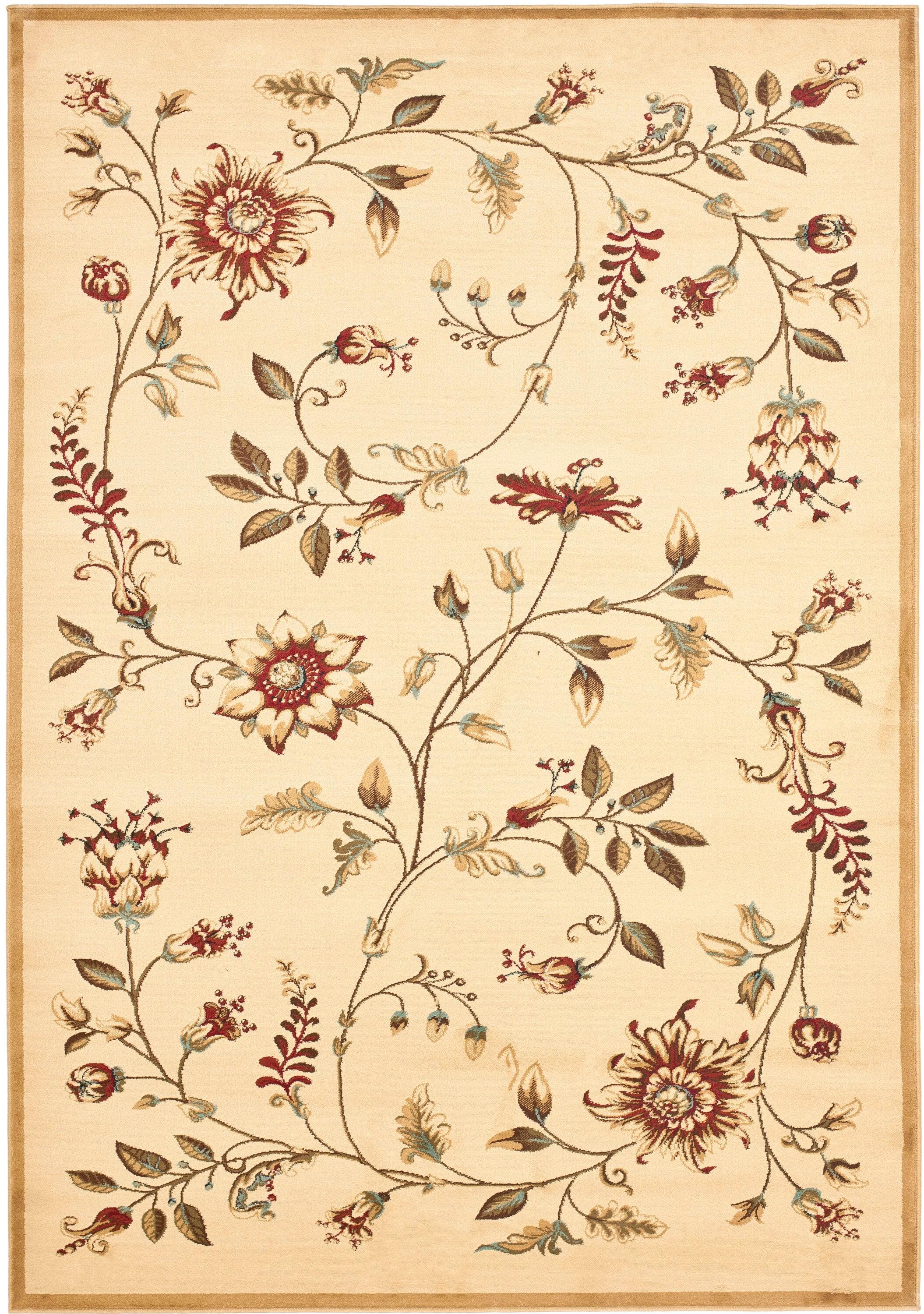Lyndhurst LNH552 Power Loomed Area Rug - Ivory/Multi - 5'3"x7'6" - Safavieh.