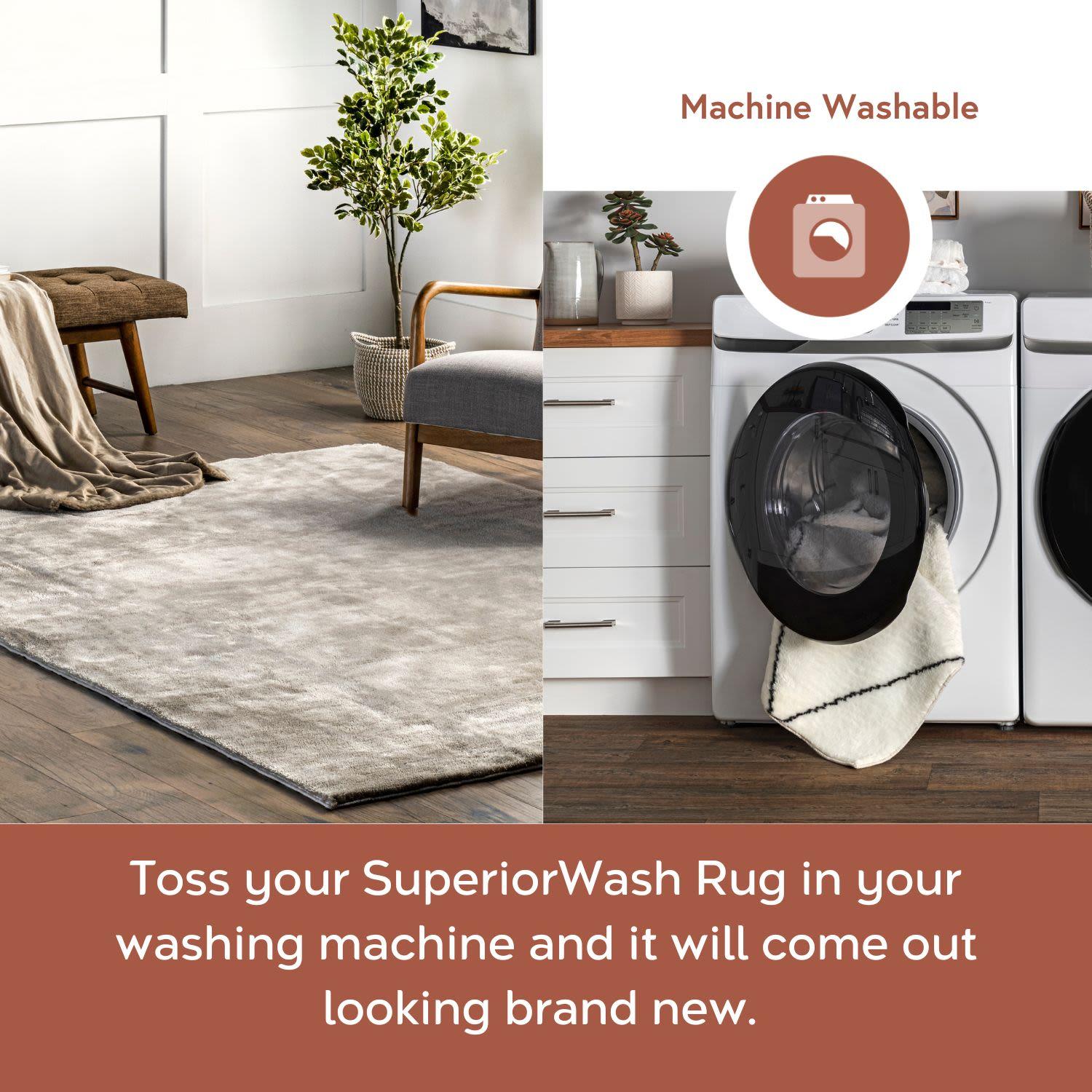 Nuloom Loni Cozy Plush Solid Pet Friendly Premium Machine Washable Shag Area Rug, 5' x 8', Beige