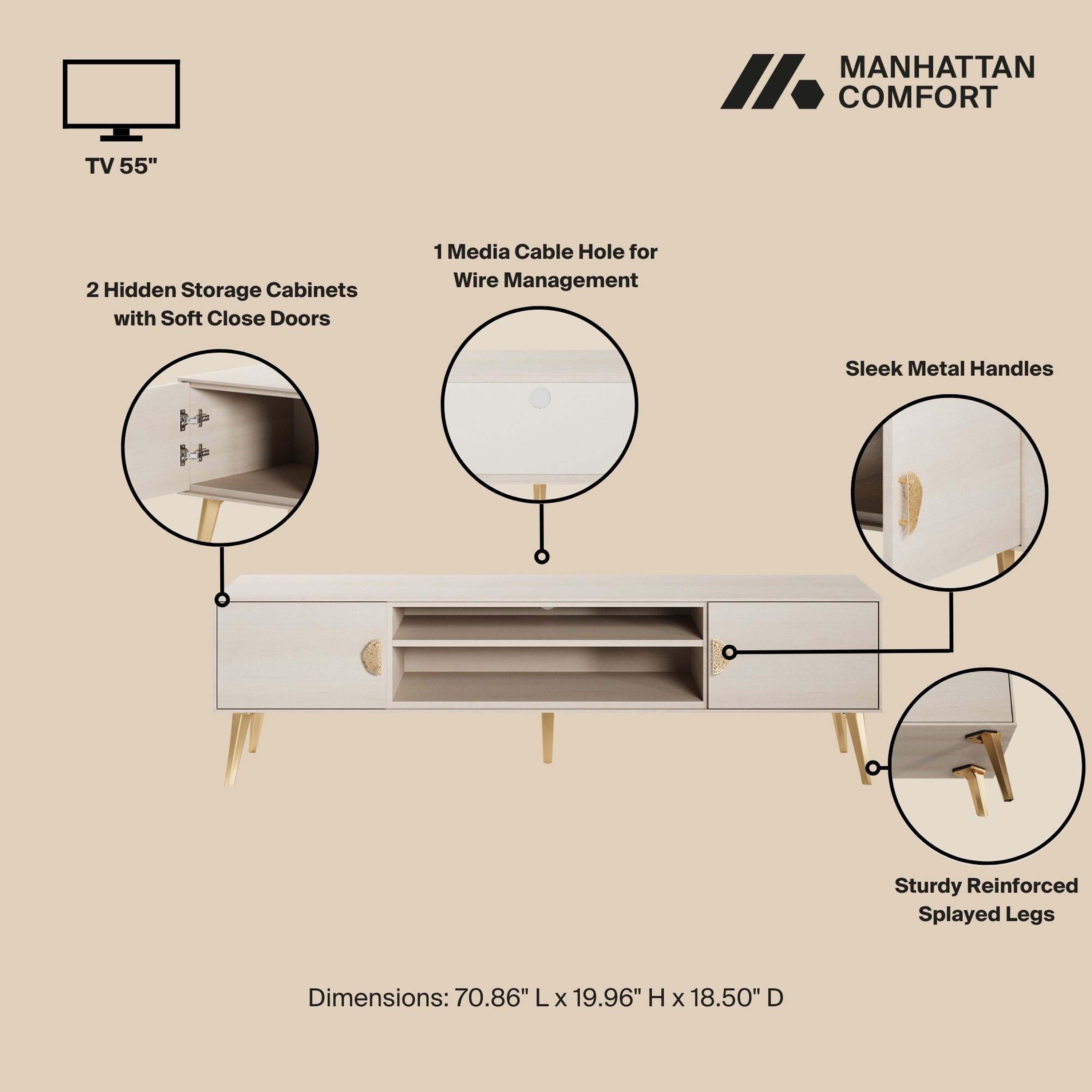 Manhattan Comfort 70.9" Haley TV Stand for TVs up to 55" White