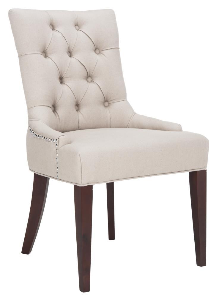 SAFAVIEH Amanda 19''H Tufted Chair Nickel Nail Head Taupe