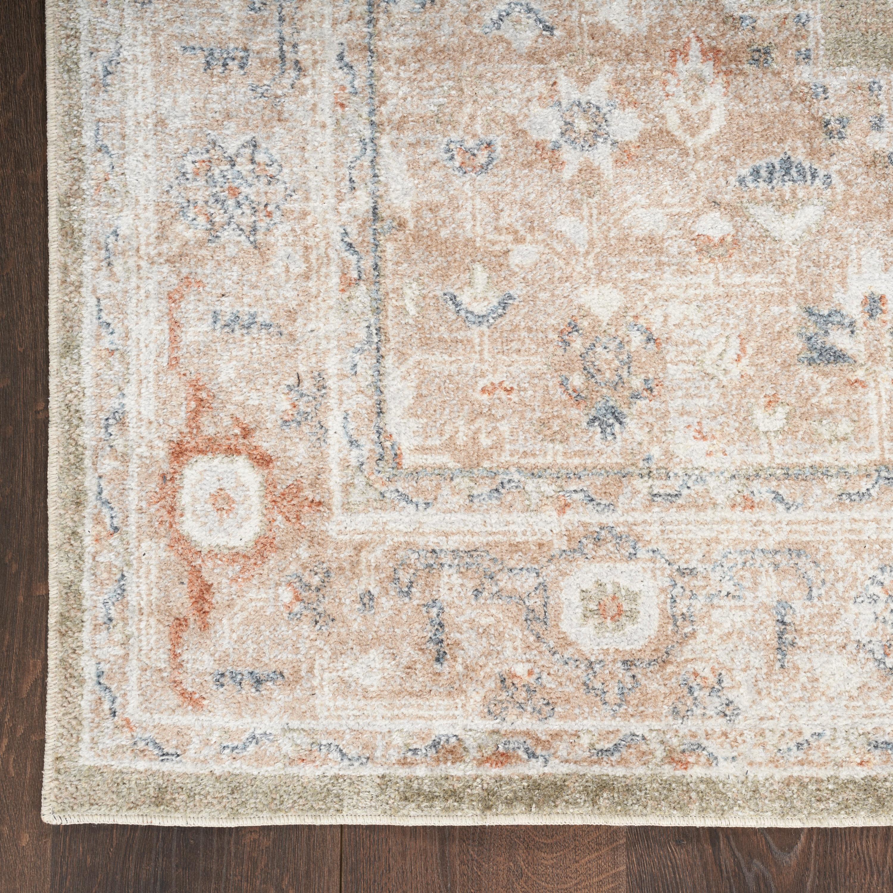 Nourison Astra Machine Washable Vintage Persian Indoor Bathroom, Kitchen Runner Rug Sage Multi 2'2" x 8'