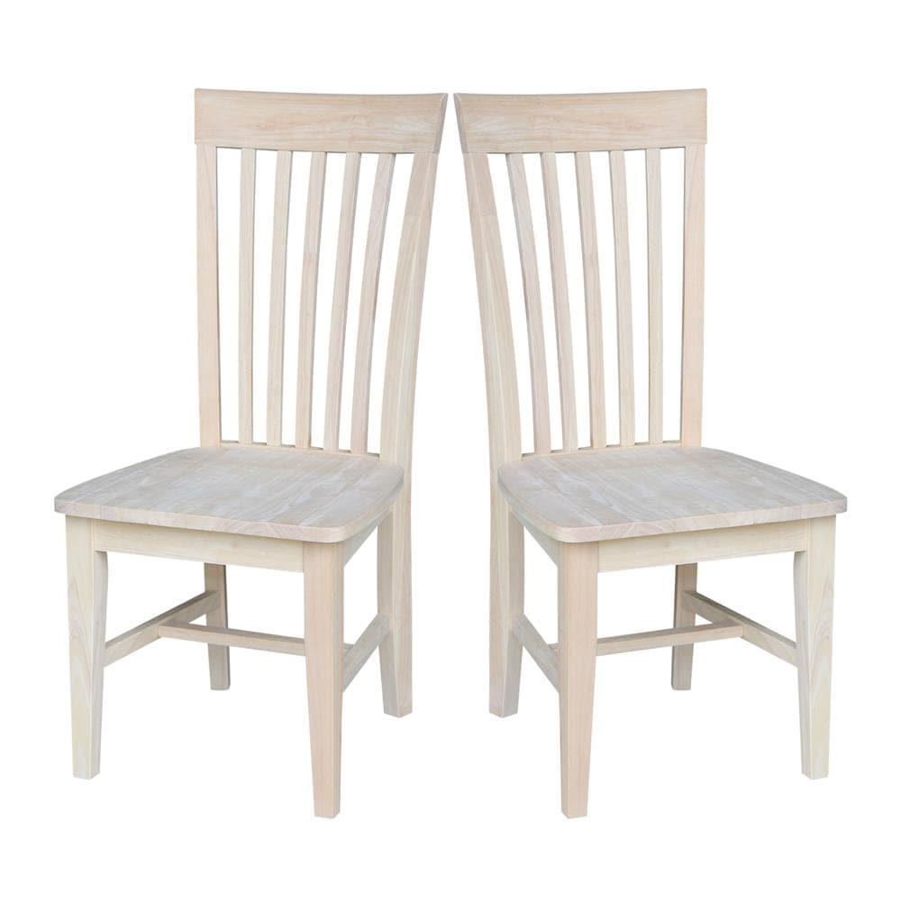 Set of 2 Tall Mission Chairs Wood/Unfinished - International Concepts: Solid Parawood, Kitchen Furniture