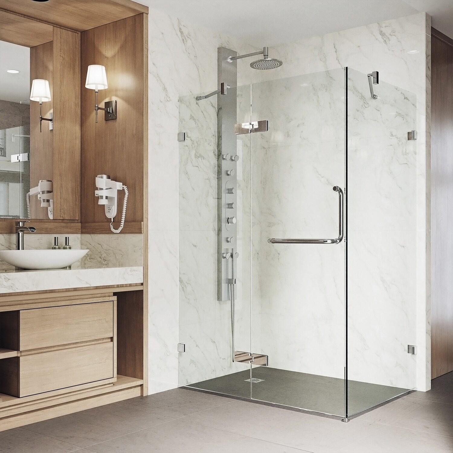VIGO Monteray 46" W x 30" D x 73" H Hinged Frameless Shower Enclosure with 3/8  Clear Glass VG6011CHCL48