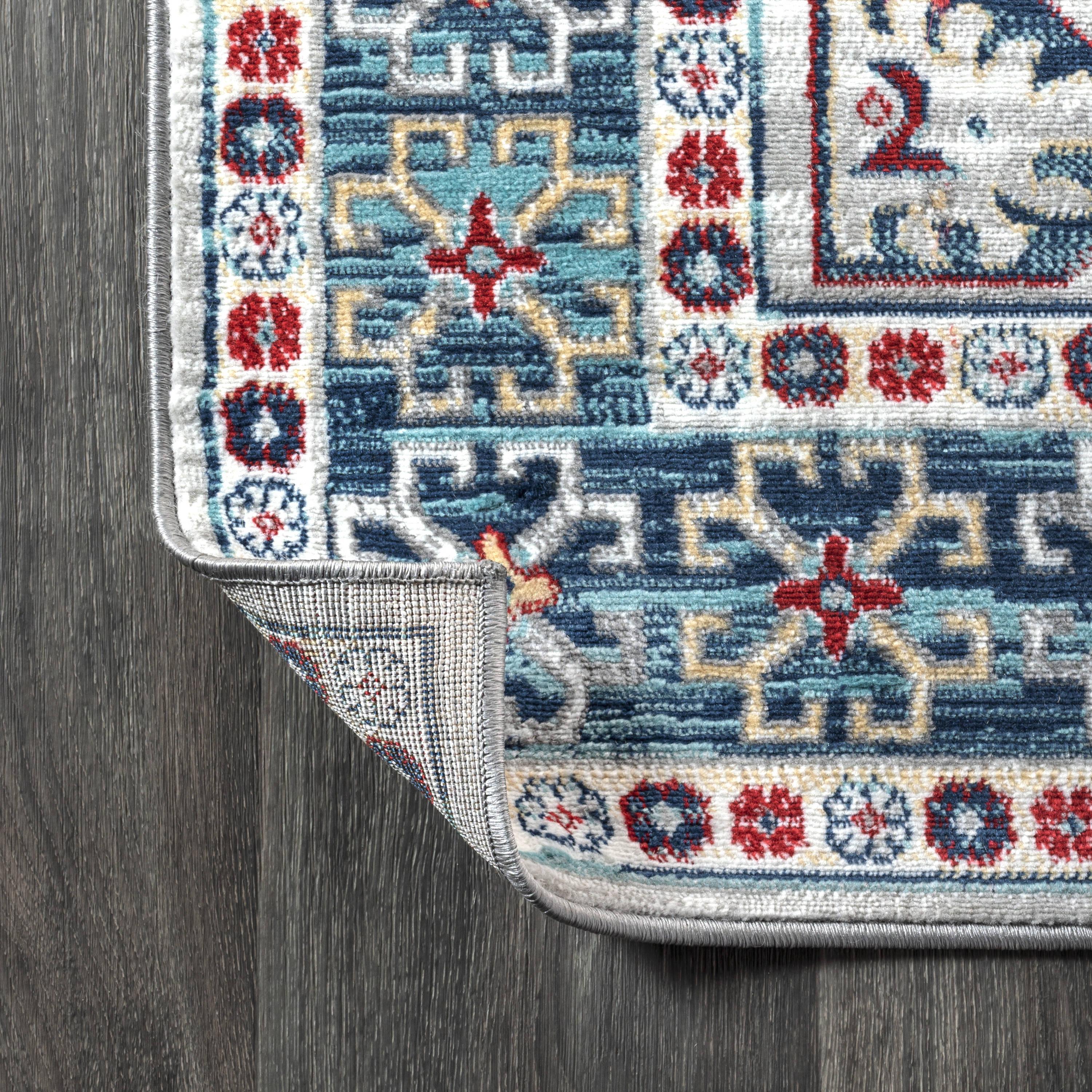 JONATHAN Y MDP108A-8 Modern Persian Vintage Medallion Blue/Light Grey 8 ft. x 10 ft. Area Rug, Country Floral, Pet Friendly, Stain Resistant, Easy to Clean, for Living Room; Kitchen, Bedroom