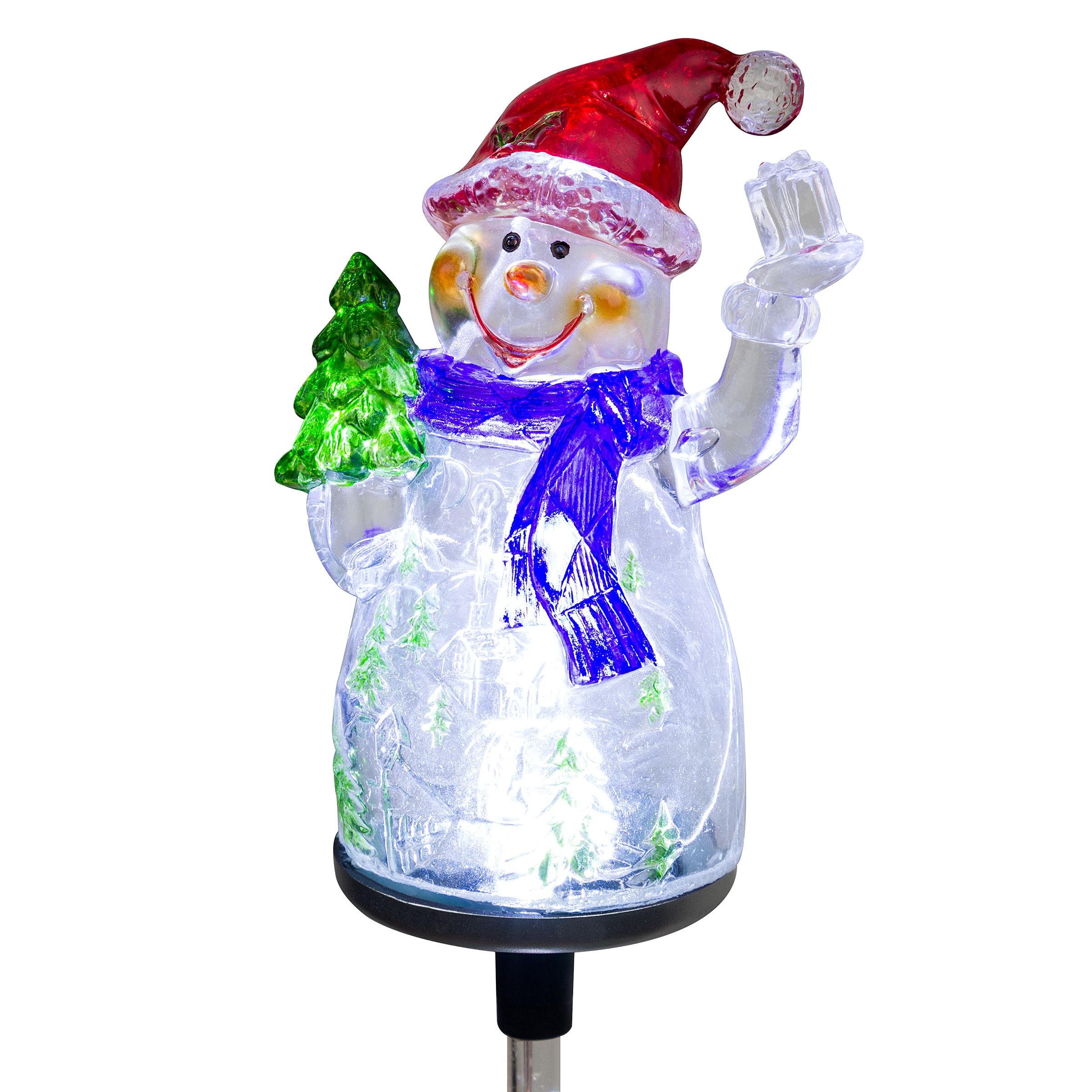 Alpine Corporation 34" Snowman Solar Powered Glass Garden Stakes (2 Pieces)