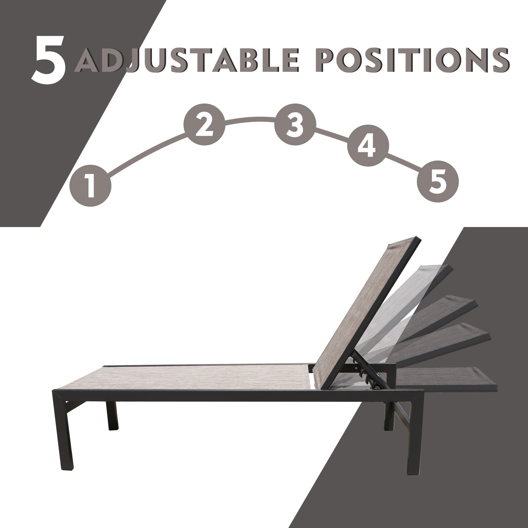 Kozyard 2 Packs Chaise Lounge Outdoor Aluminum Chaise Lounge Flat Comfortable Patio Chair