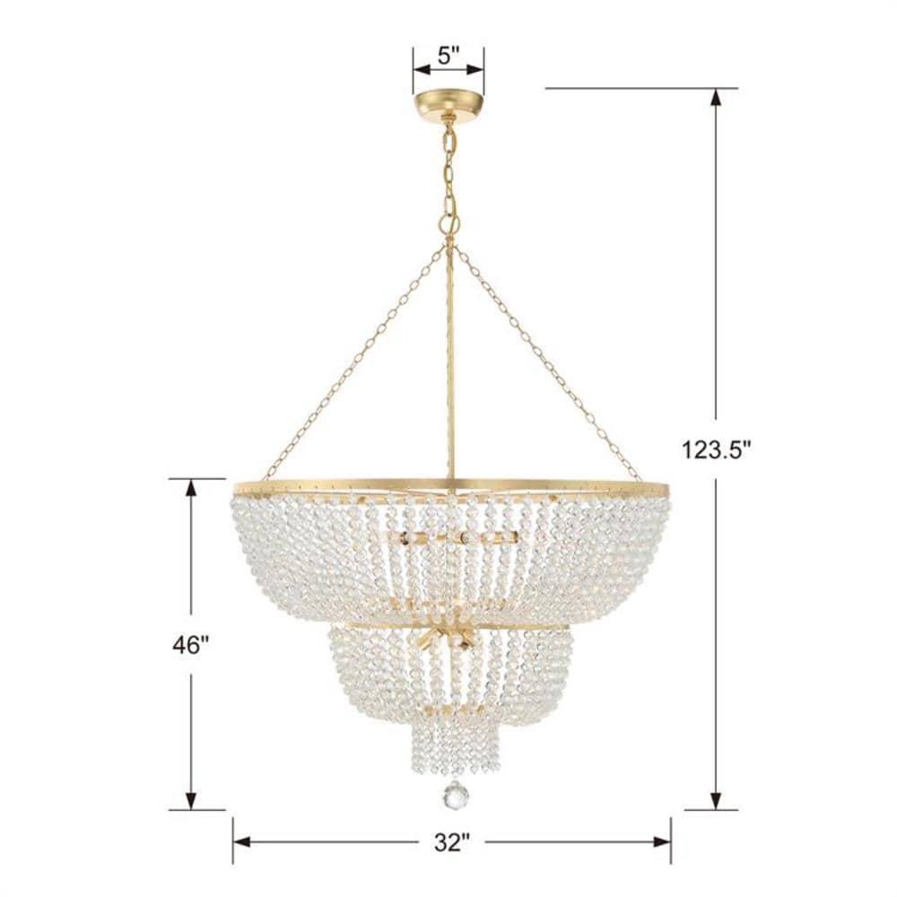 12 Light Chandelier In Classic Style 32 Inches Wide By 46 Inches High-Antique Gold Finish Crystorama Lighting 612-Ga