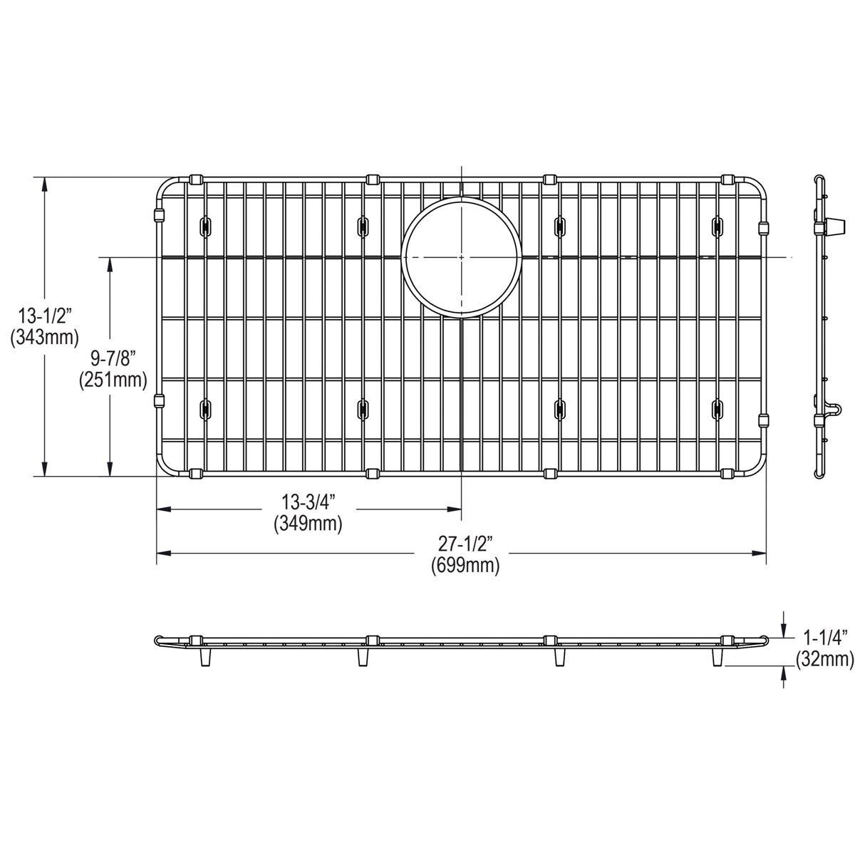 Elkay Stainless Steel 27-1/2" x 13-1/2" x 1-1/4" Bottom Grid