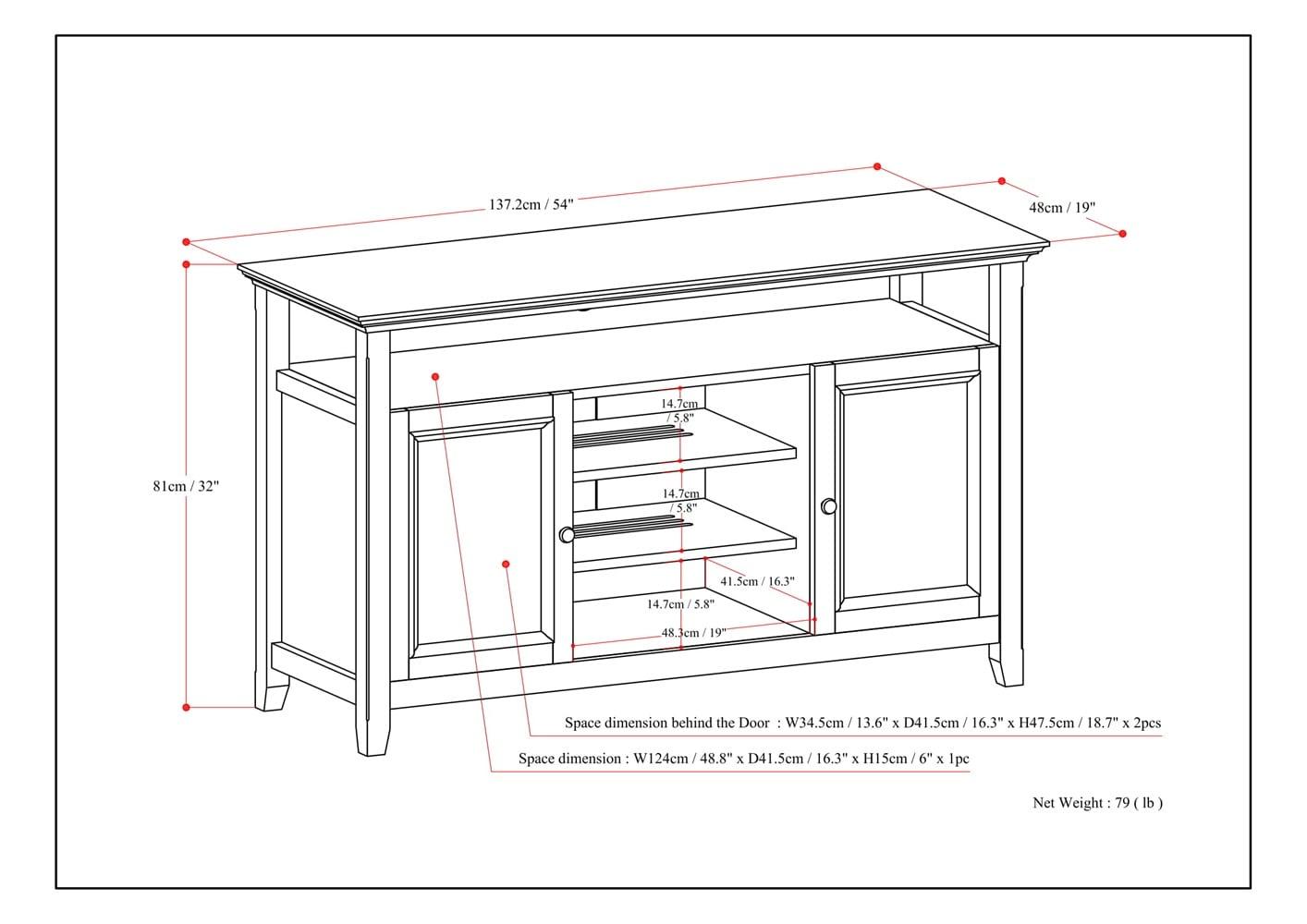 Simpli Home Amherst Wood TV Media Stand in Saddle Brown