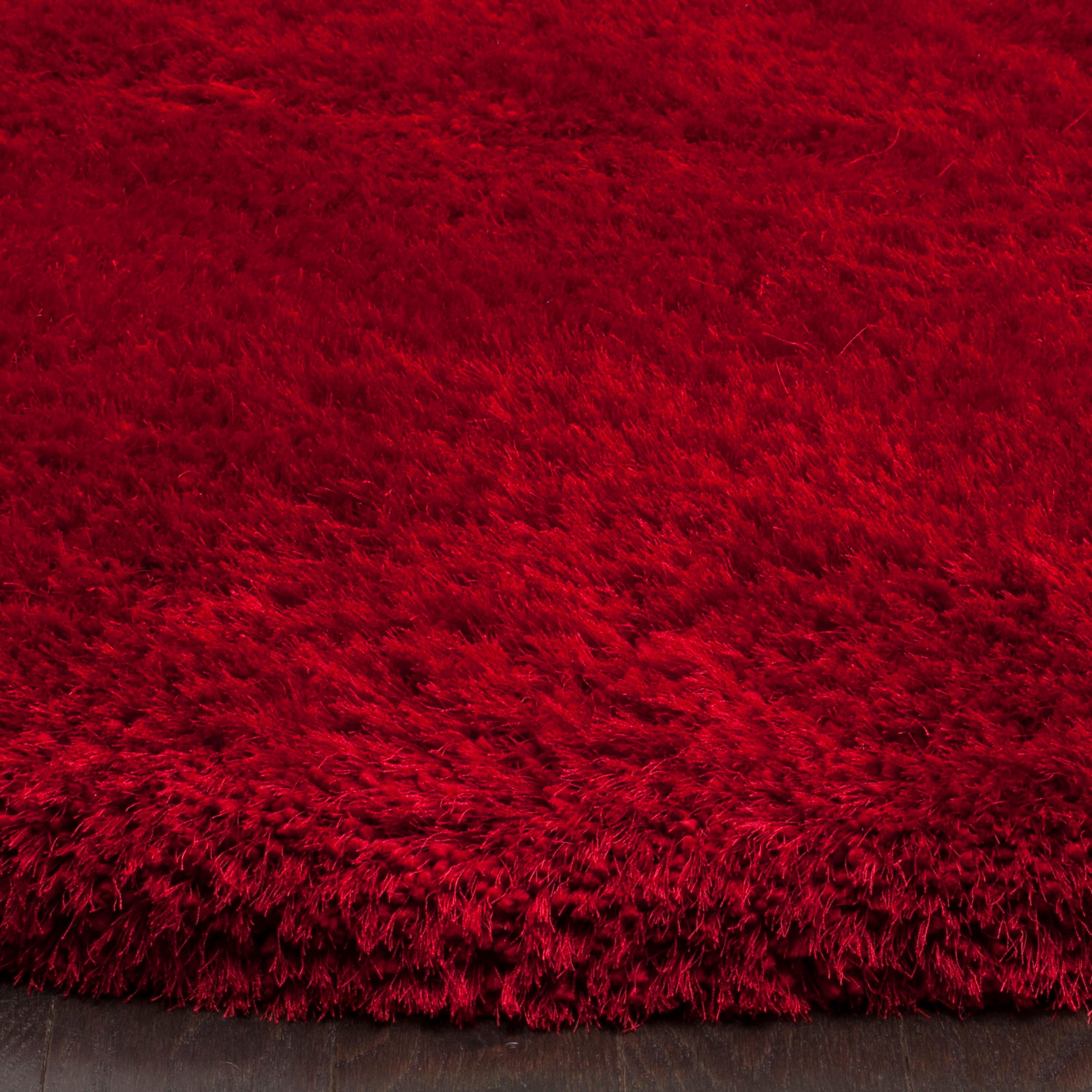 Luxe Shag SGX160 Hand Tufted Indoor Area Rug - Red - 8' Round - Safavieh