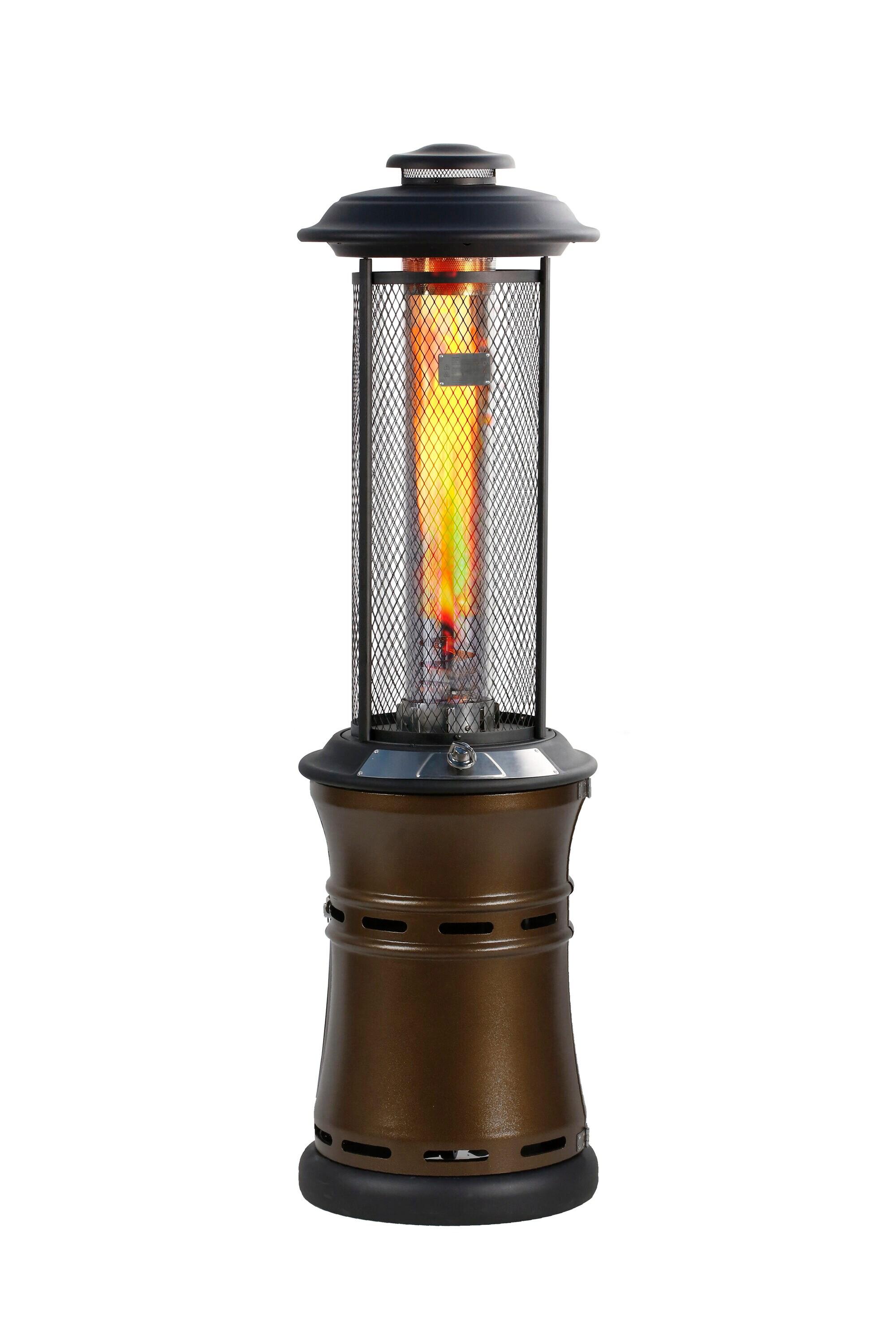 Heatmaxx 36000 BTU Gas Floor Standing Dancing Flame Outdoor Patio Portable Heater Bronze