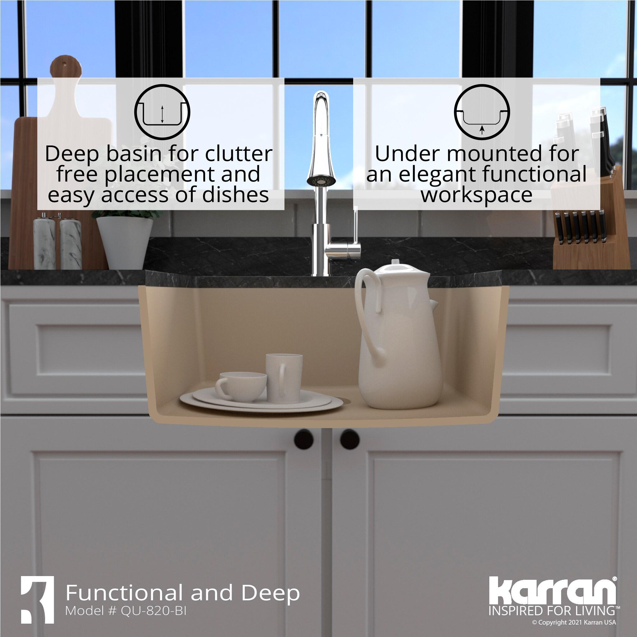 Karran Undermount Quartz Composite 31-3/4'' X 19-1/4'' Single Bowl Kitchen Sink