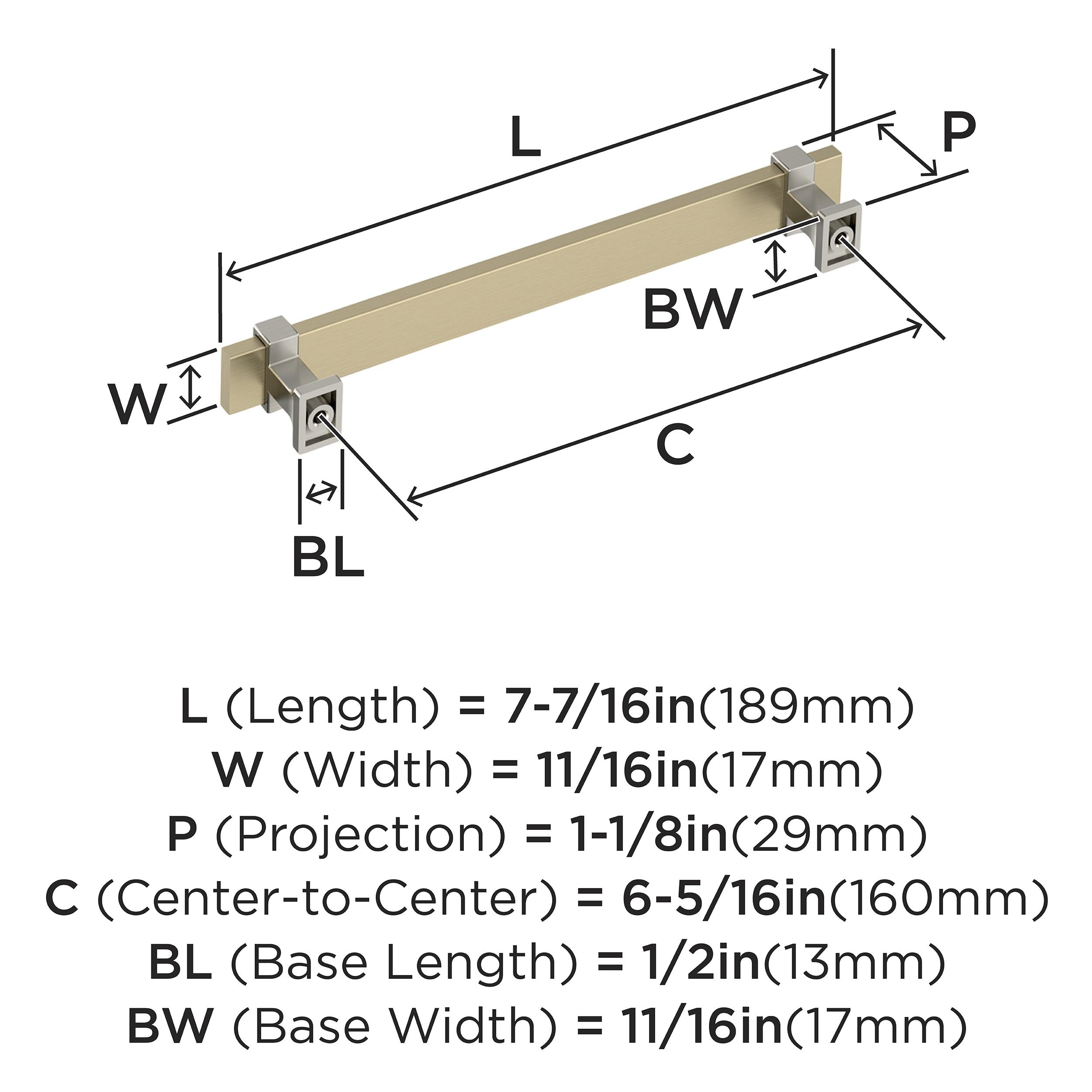 Amerock Overton 6-5/16 inch (160mm) Center-to-Center Golden Champagne/Satin Nickel Cabinet Pull