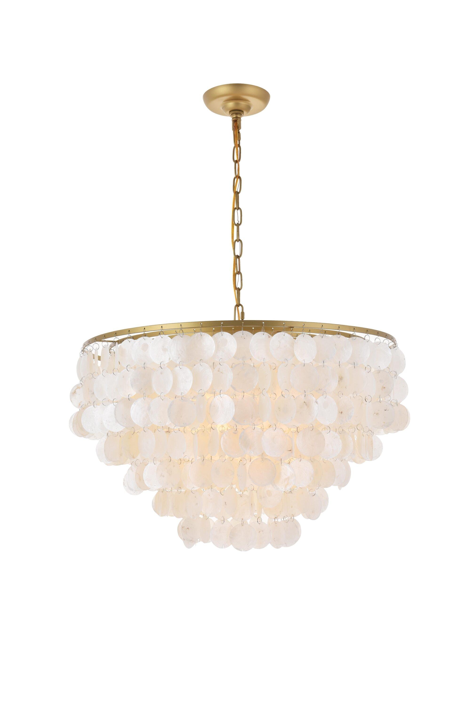 Elegant Lighting Selene 6 light Brass Pendant