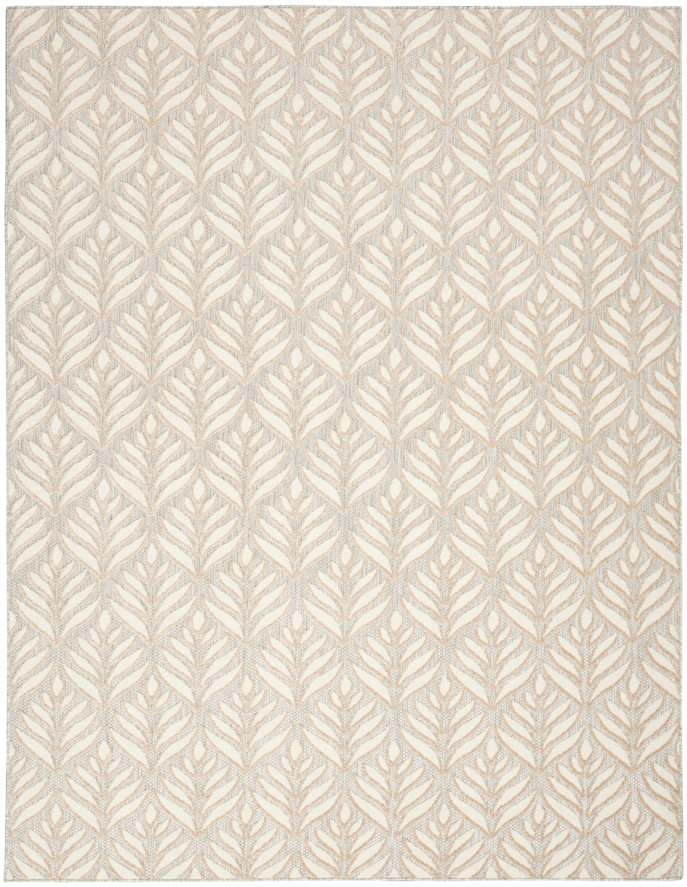 Nourison Aloha Tropical Palm Flatweave High-Low Indoor Outdoor Area Rug Ivory Grey 3'6" x 5'6"