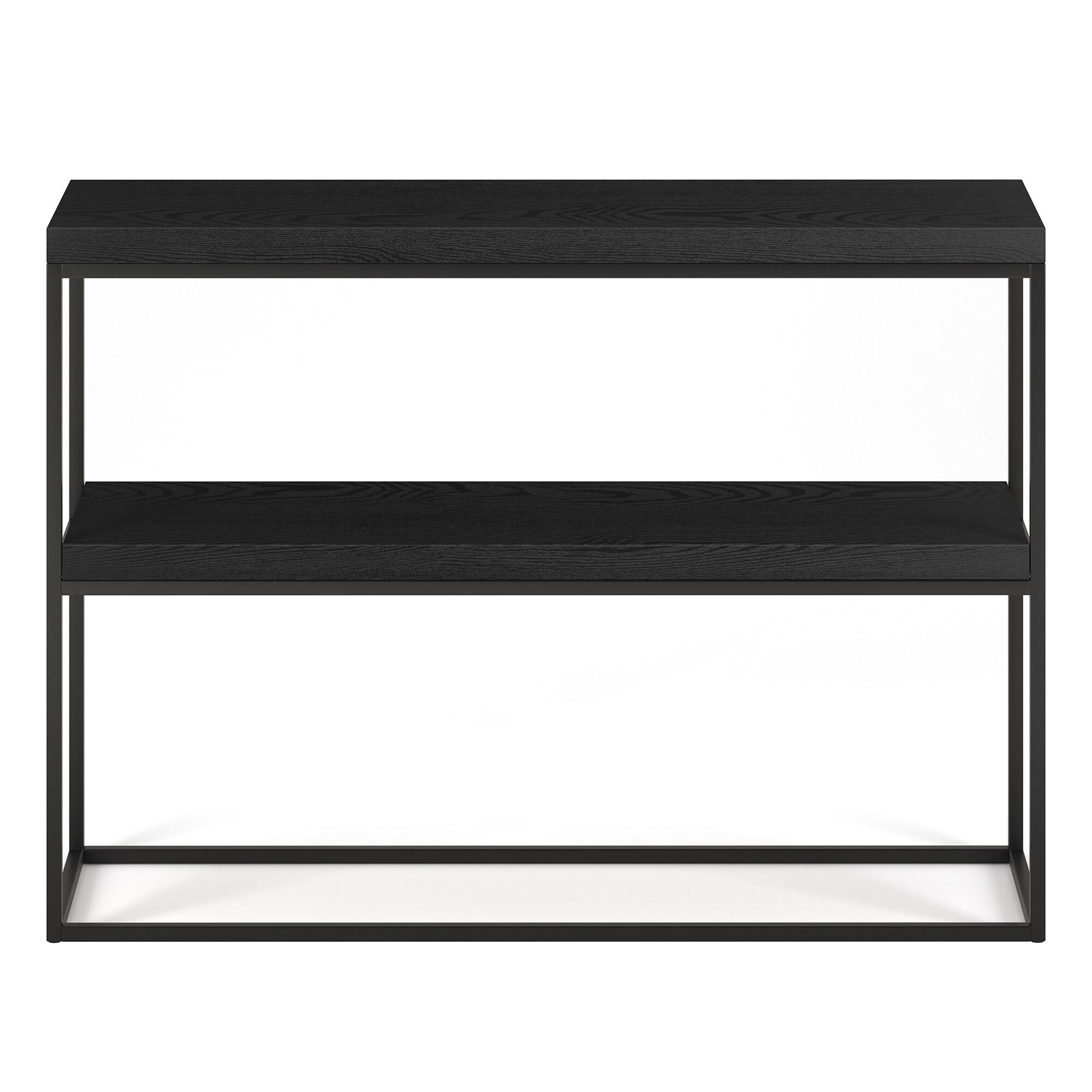 Evelyn&Zoe Edmund 42" Wide Rectangular Console Table, Black Grain