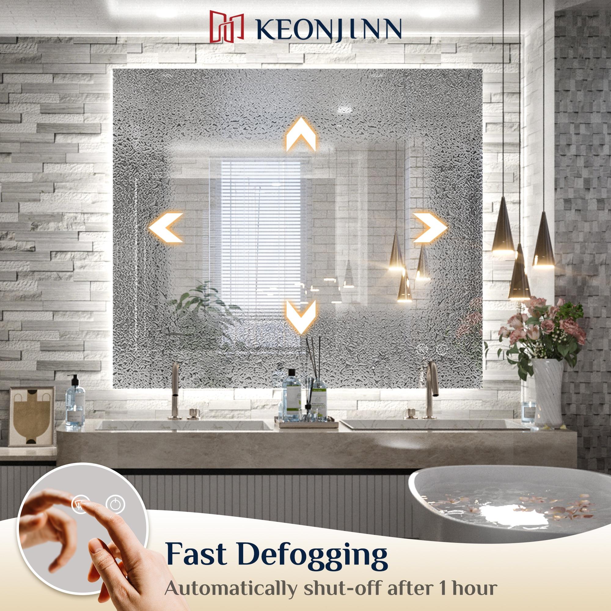 Ivy Bronx Keonjinn 40 X 24 In LED Bathroom Mirror With Lights, Adjustable 3 Color Lights, LED Vanity Mirror, Wall Mounted Anti-Fog Dimmable Mirror, UL Listed LED Driver, HD Tempered Glass(Horizontal/Vertical)